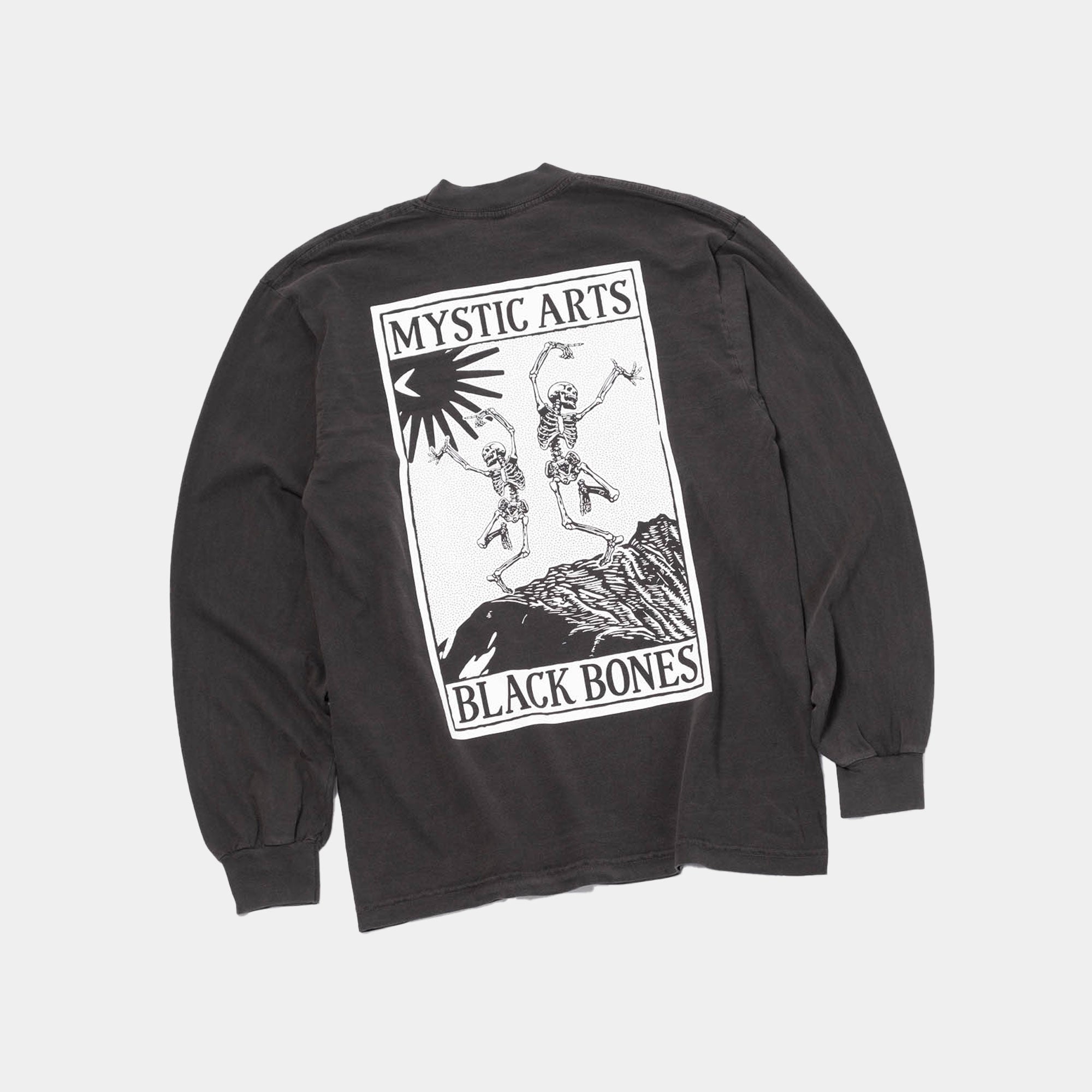 Never Never Mystic Arts/Black Bones LS Tee - Washed Black