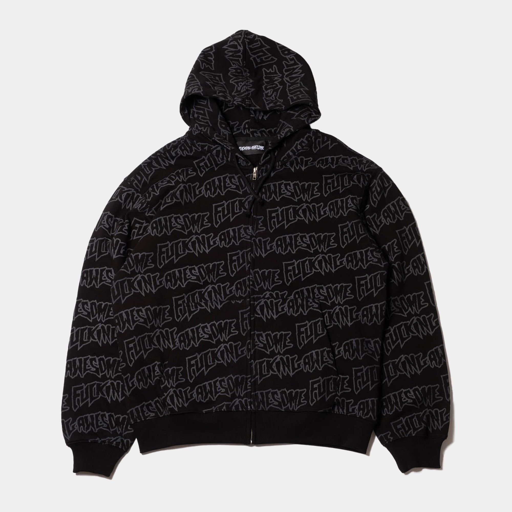 Fucking Awesome AOP Stamp Zipped Hoodie - Black