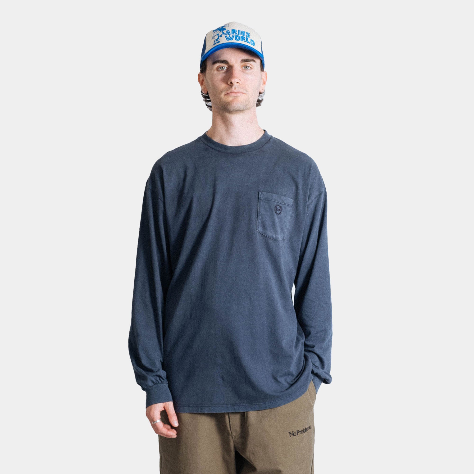 No Problemo Pocket LS Tee - Blue