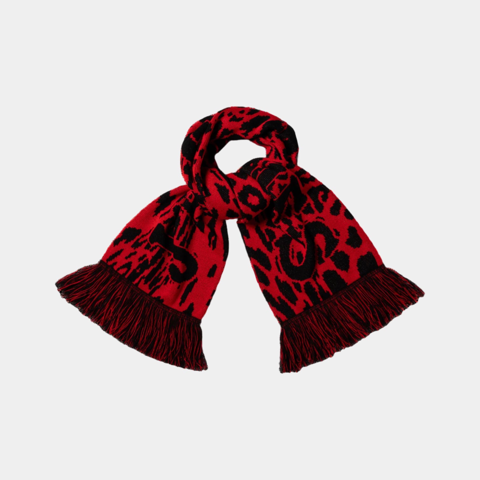 Aries J'Adoro Leopard Scarf - Red