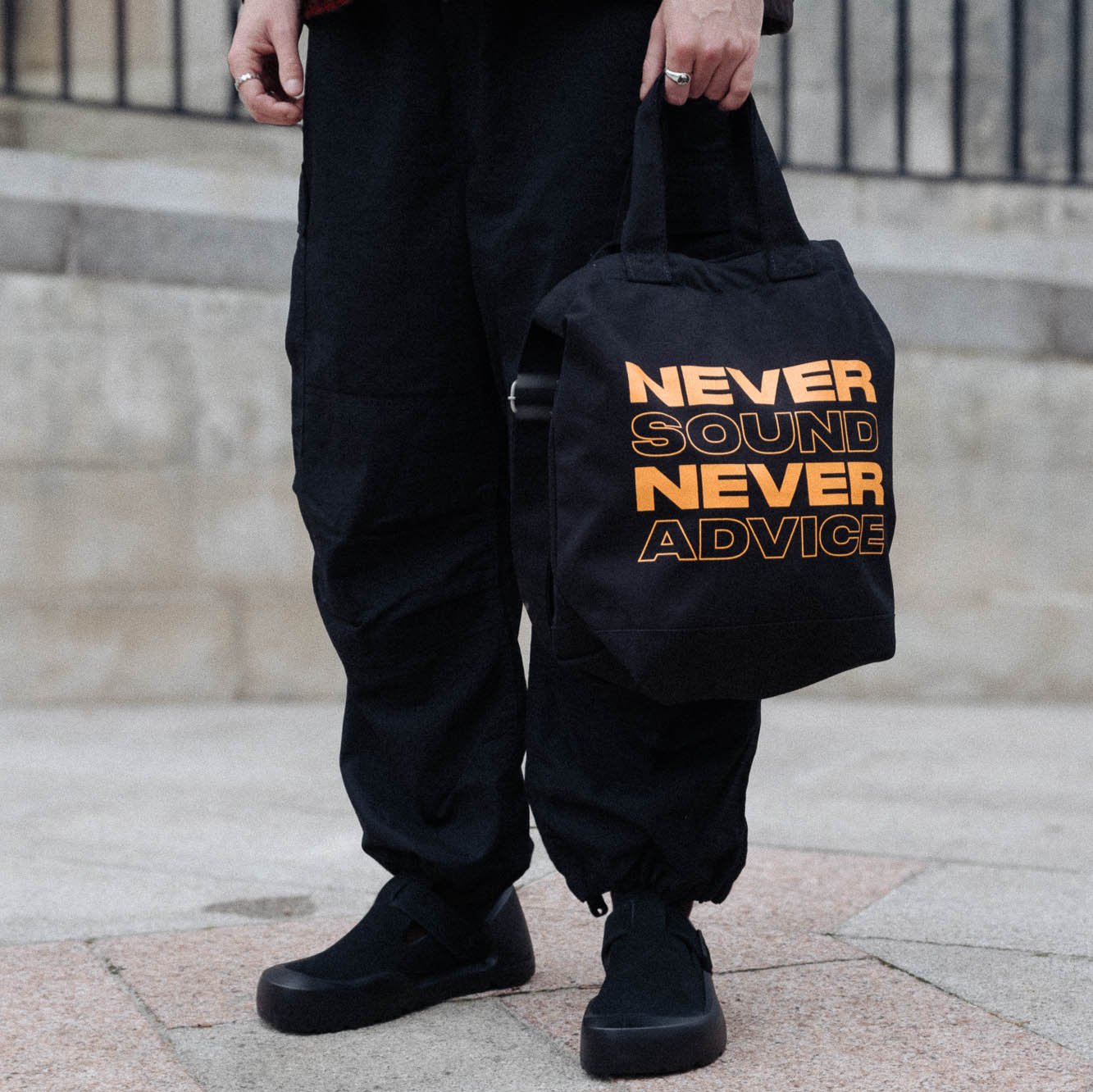 Never Never/Sound Advice Record Bag - Black