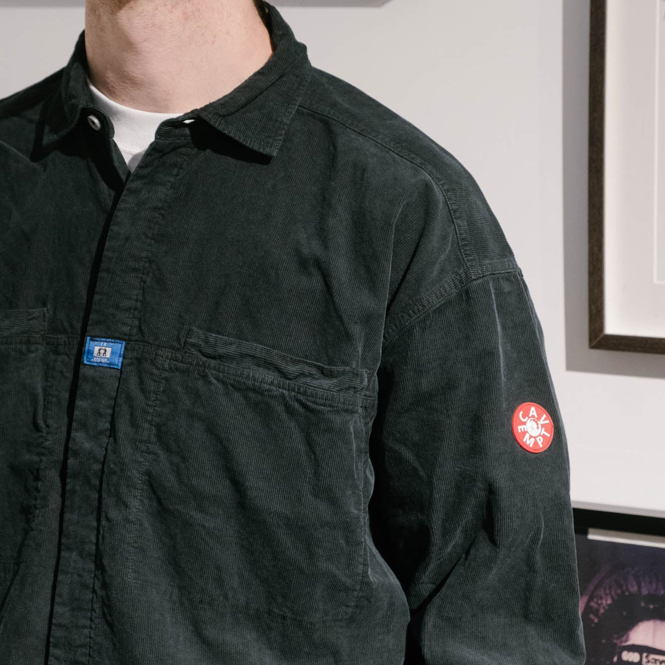 Cav Empt Overdye Cord Design Big Shirt - Charcoal
