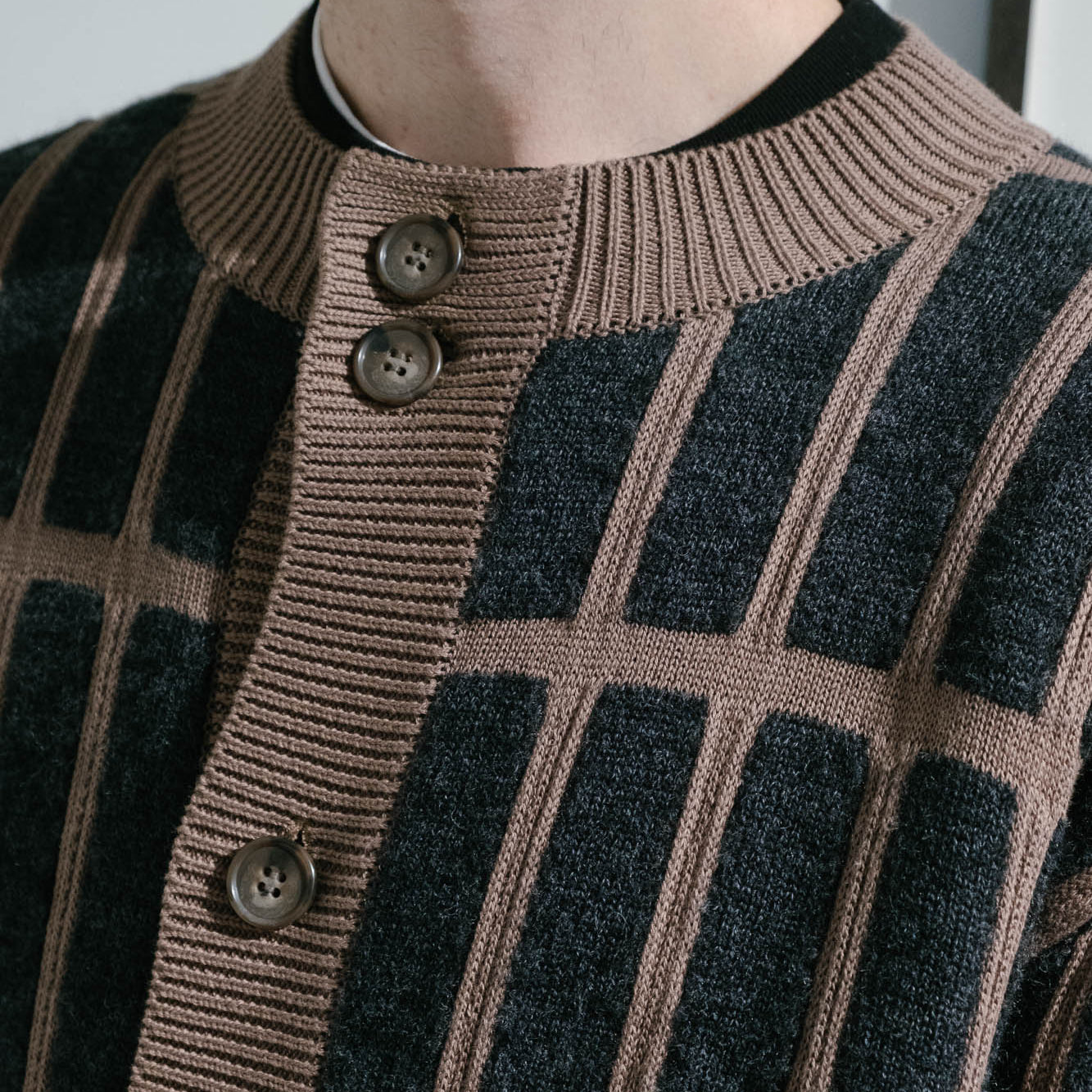 Cav Empt Rectangular Bar Knit Cardigan - Brown