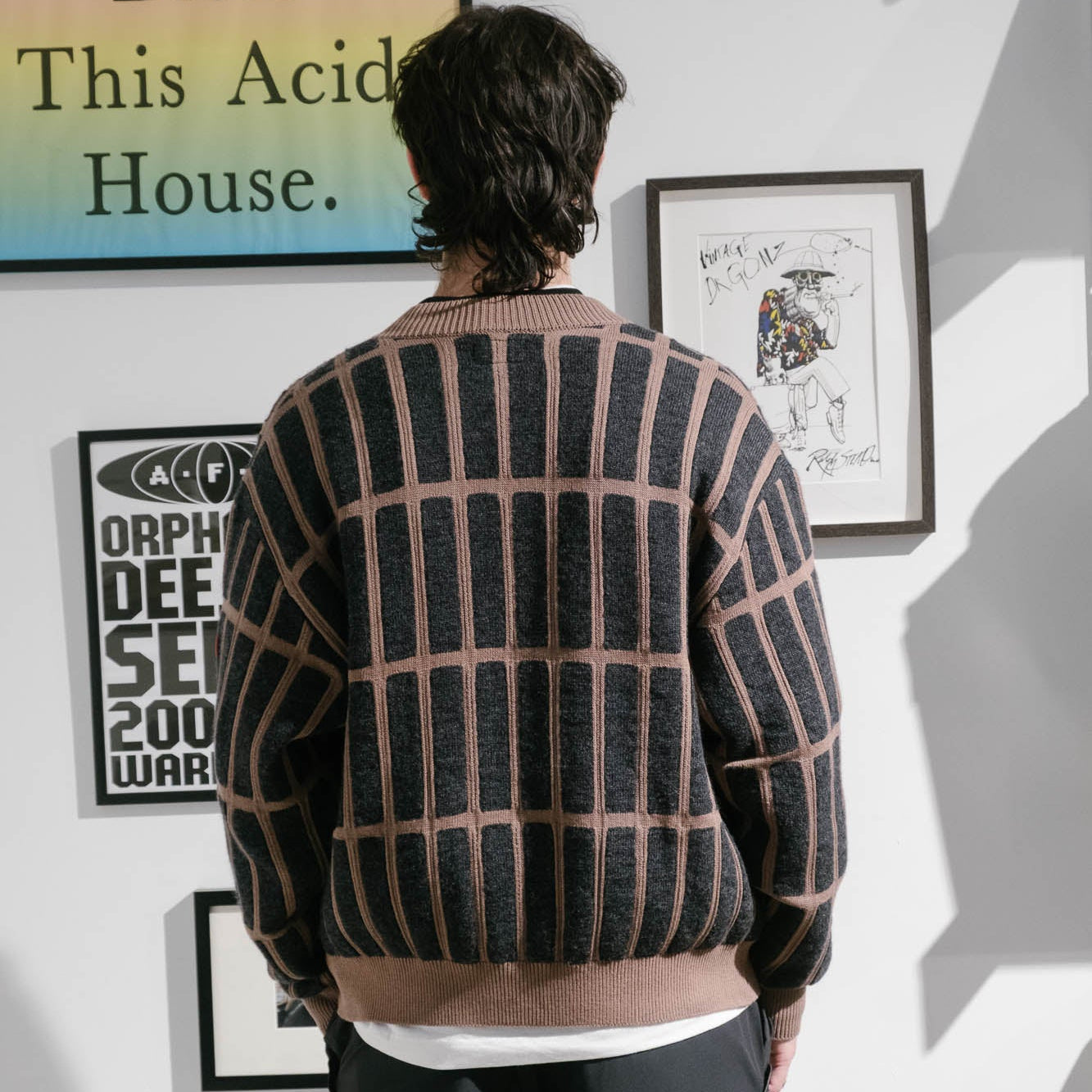 Cav Empt Rectangular Bar Knit Cardigan - Brown