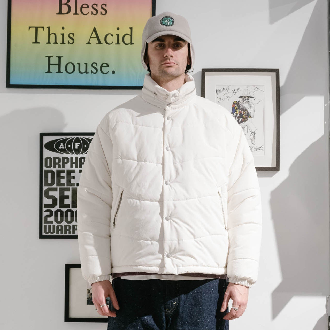 Cav Empt Wave Stitch Puff Jacket - White