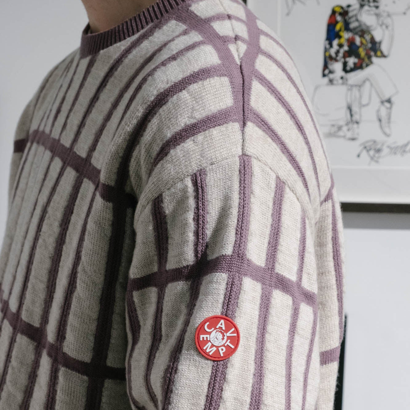 Cav Empt Rectangular Bar Knit Sweater - Purple