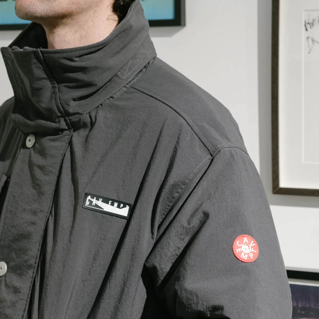 U*A様 C.E CAV EMPT REFLECT TAPE WATCH JAC Cav Empt Reflect Tape Watch Jacket - Charcoal