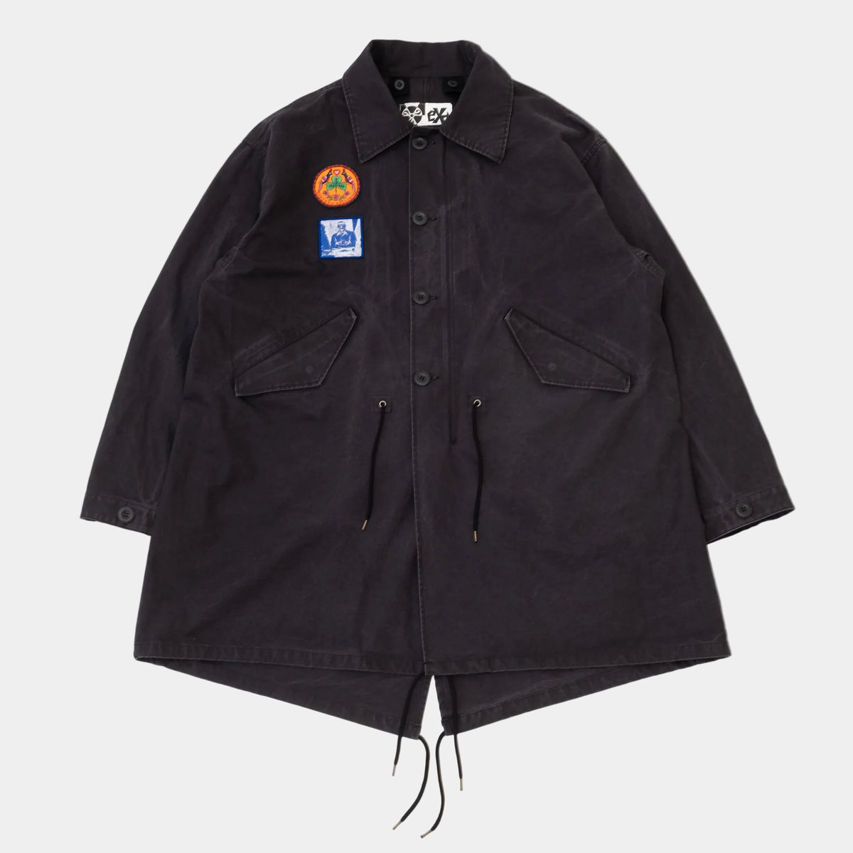 ECSTATIC Research Fishtail Trench Coat - Black