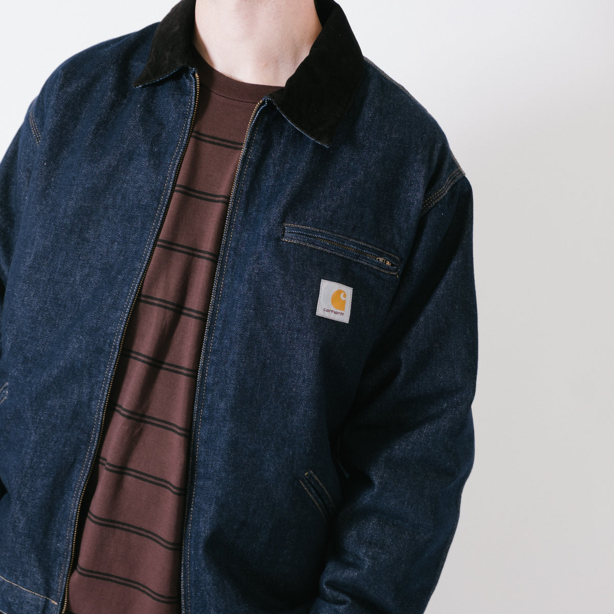 Carhartt WIP OG Detroit Jacket (Winter) - Smith Denim Blue/Black Rinsed