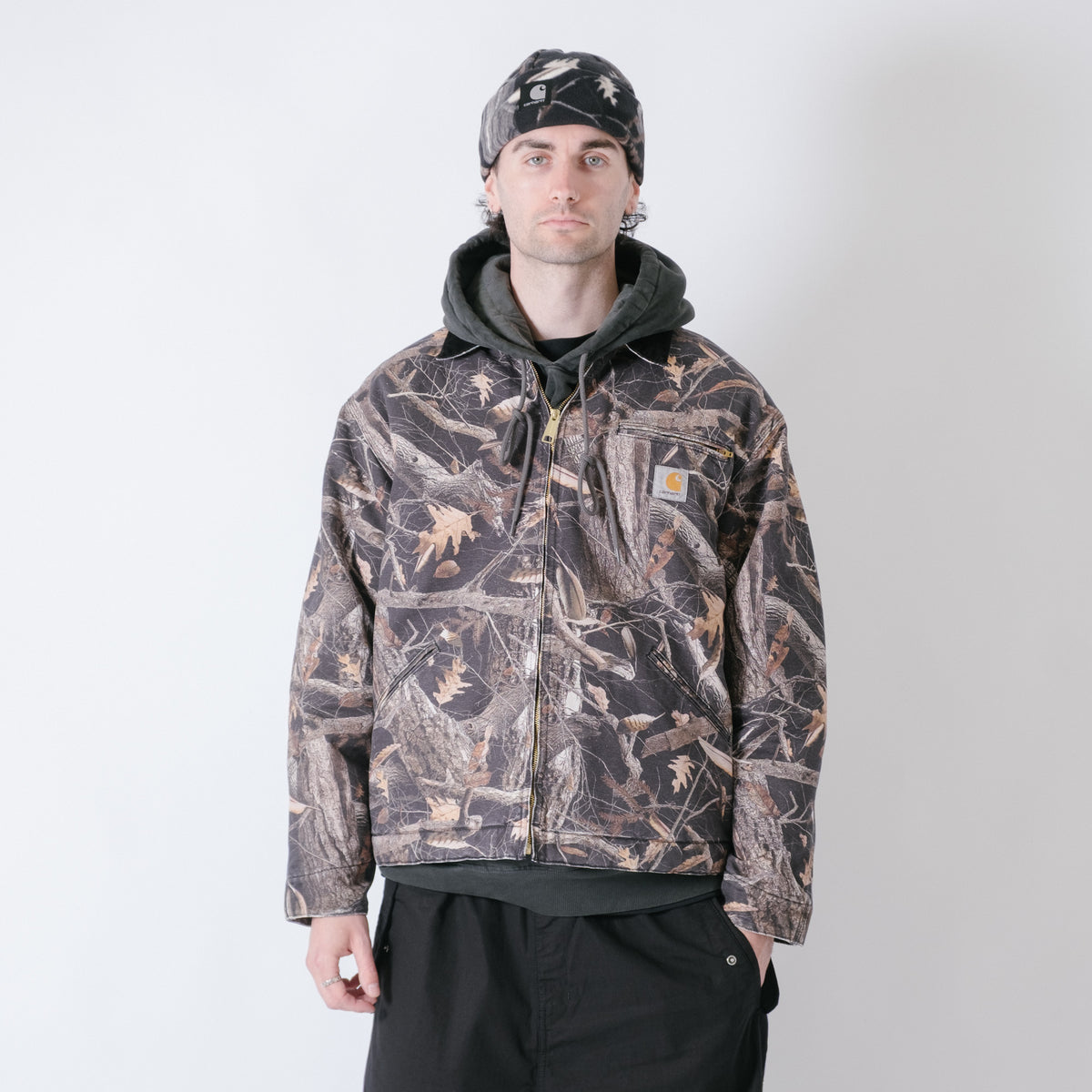 Carhartt WIP OG Detroit Jacket (Winter) - Dearborn Canvas Camo Feather Tree/ Black Heavy Stone Wash