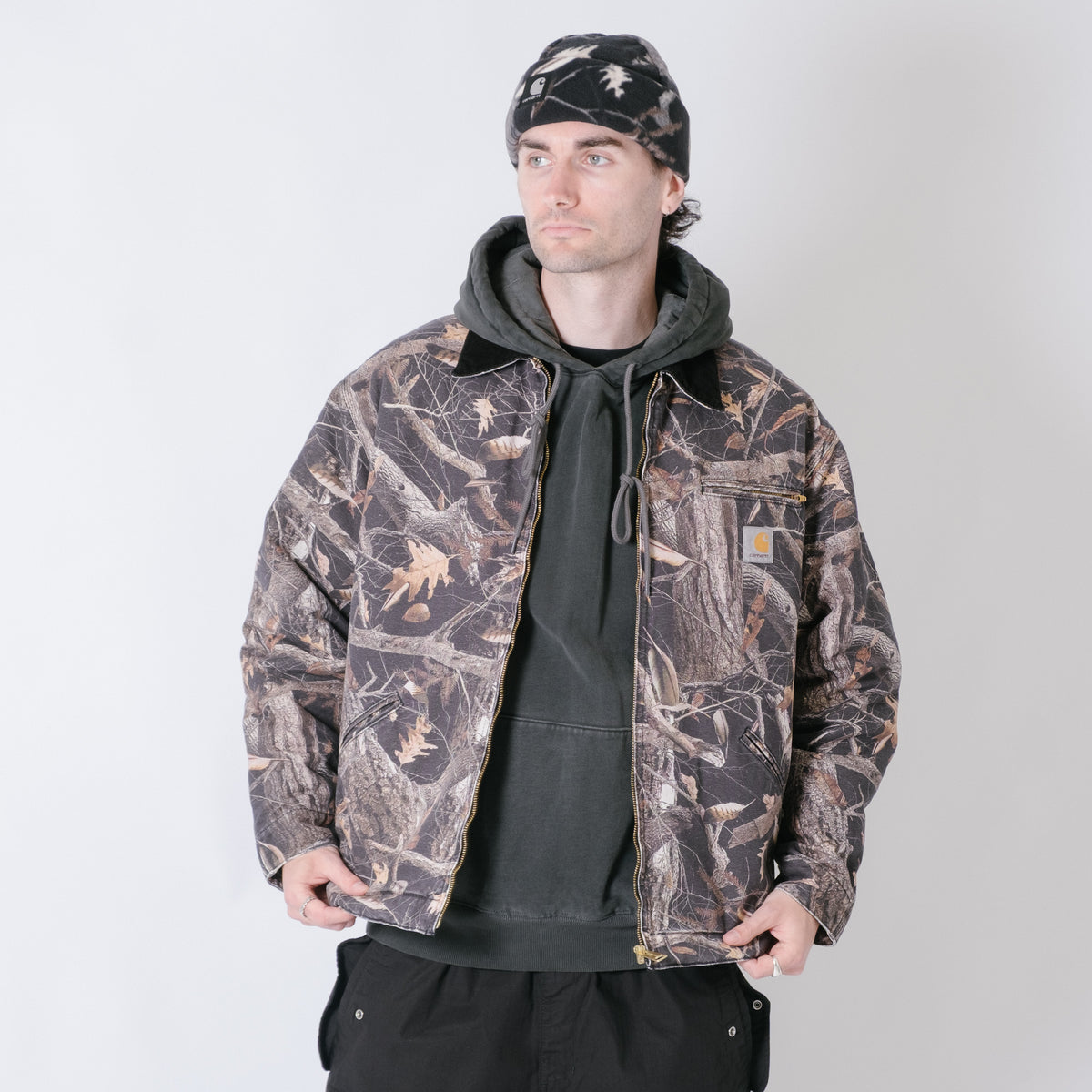 Carhartt WIP OG Detroit Jacket (Winter) - Dearborn Canvas Camo Feather Tree/ Black Heavy Stone Wash