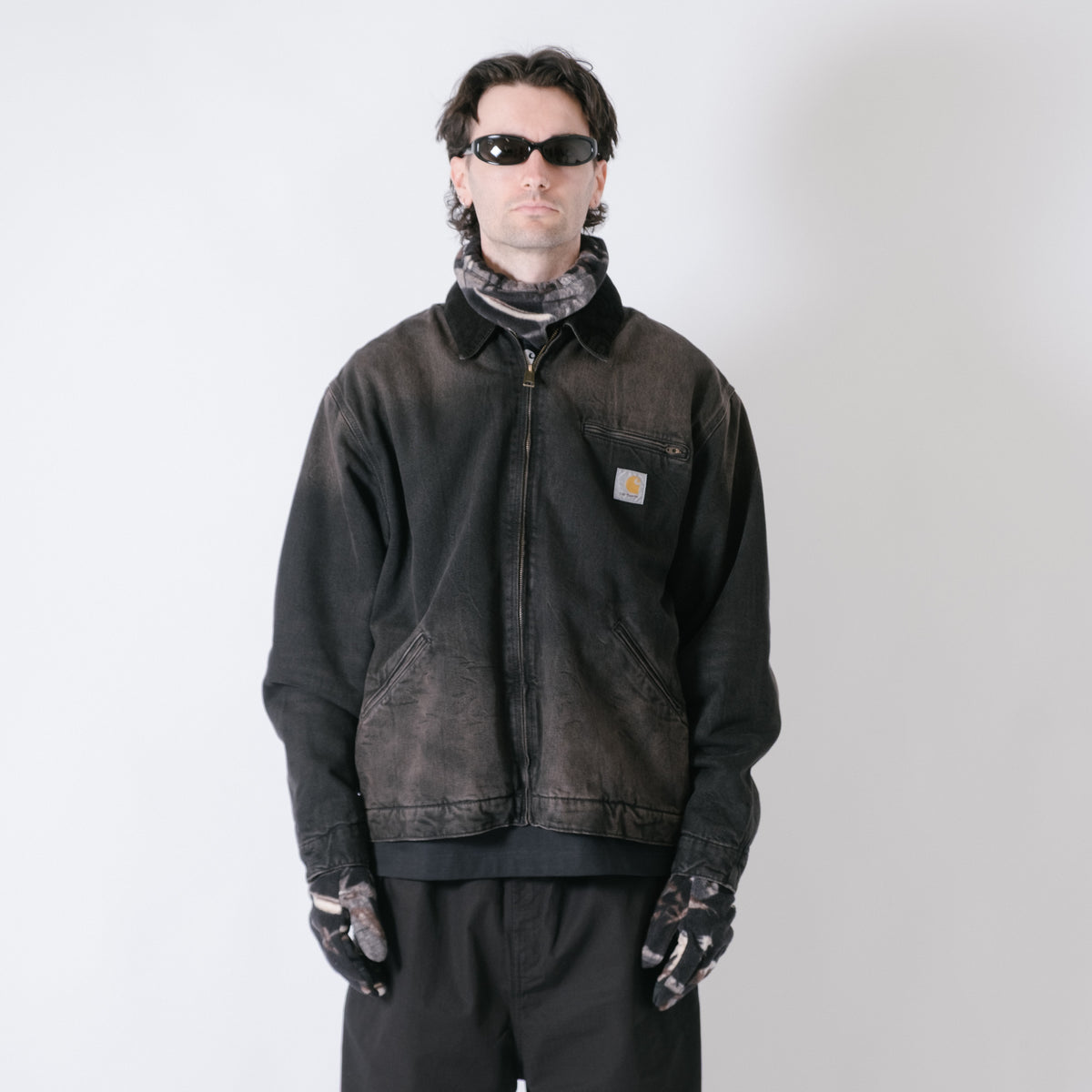 Carhartt WIP OG Detroit Jacket (Winter) - Smith Denim Black/Black Tobacco Used Wash