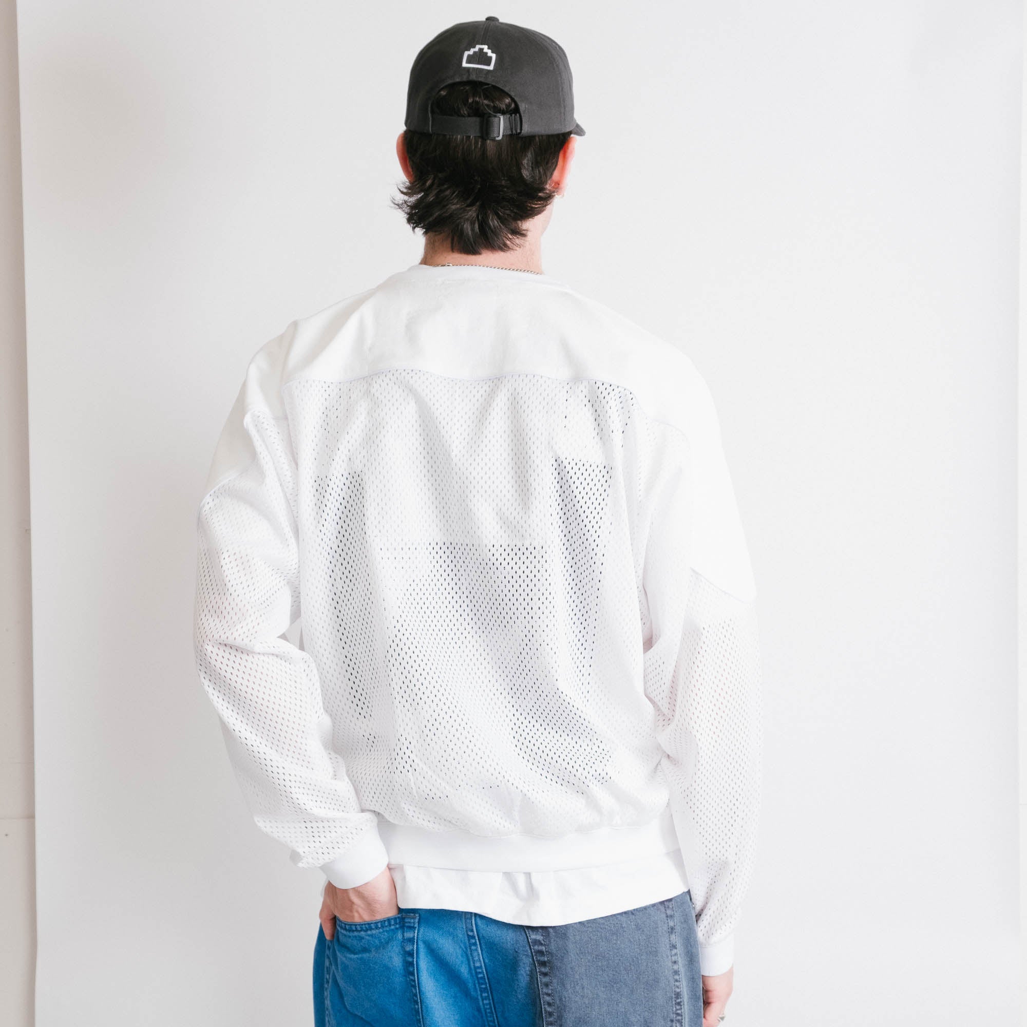 Cav Empt Mesh Track Crew Neck Sweater - White