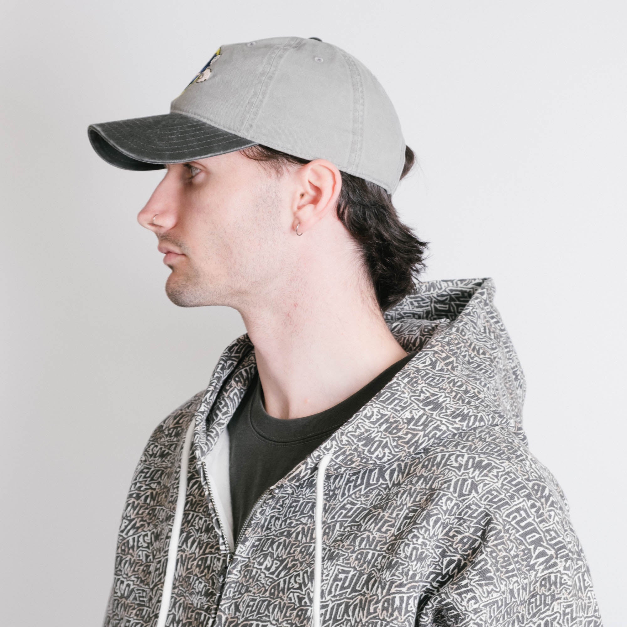 Fucking Awesome Fuck You Embroidered 6 Panel Cap - Grey