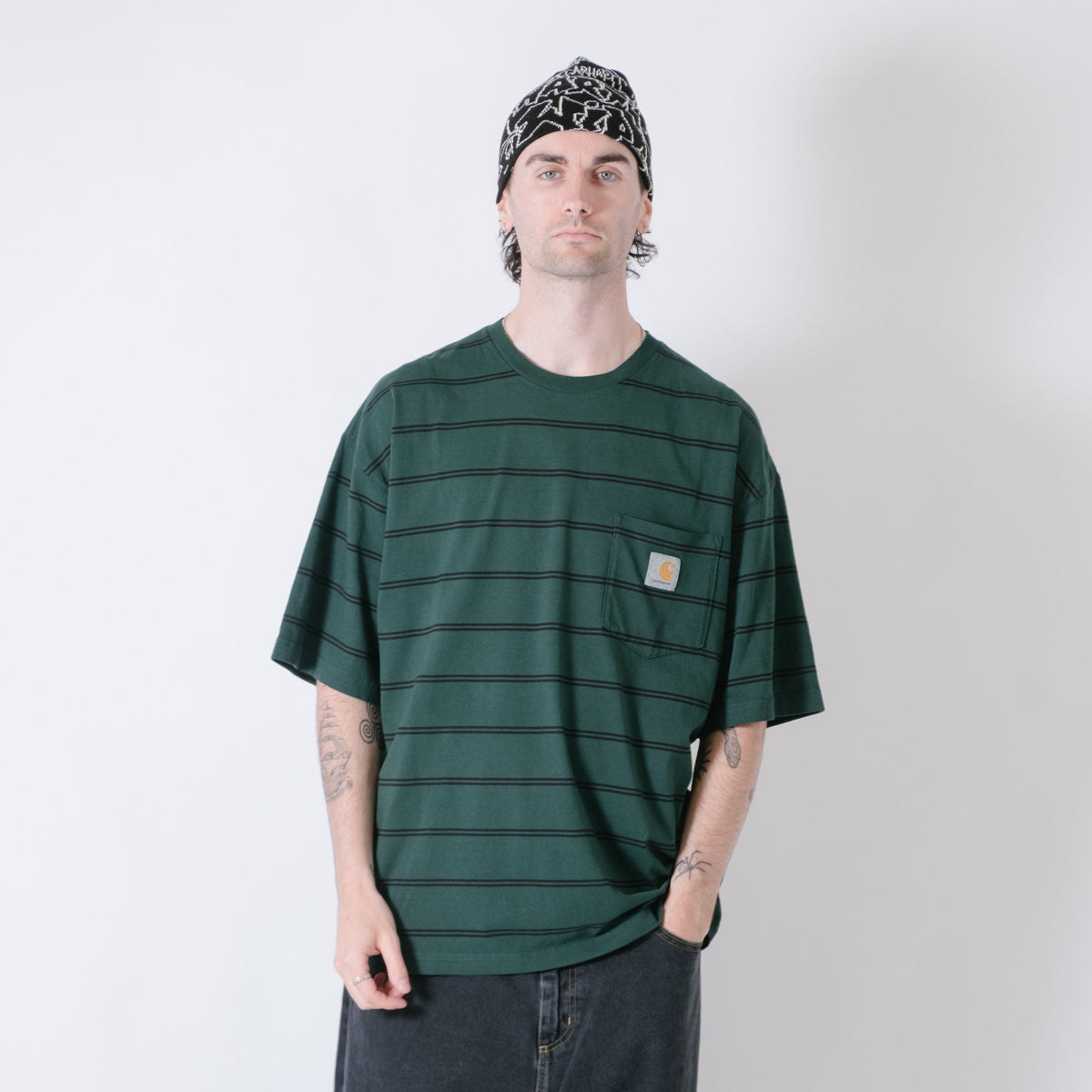 Carhartt WIP Cardona Pocket T-Shirt - Cardona Stripe/Natural/Dark Scarab