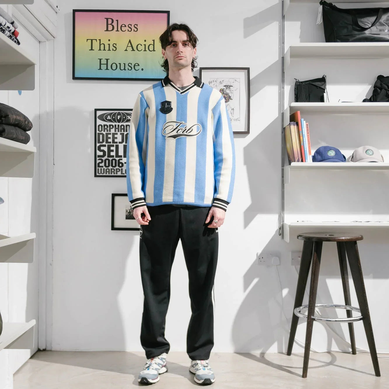 F.C.Real Bristol Stripe Knit Shirt - Light Blue - Never Never