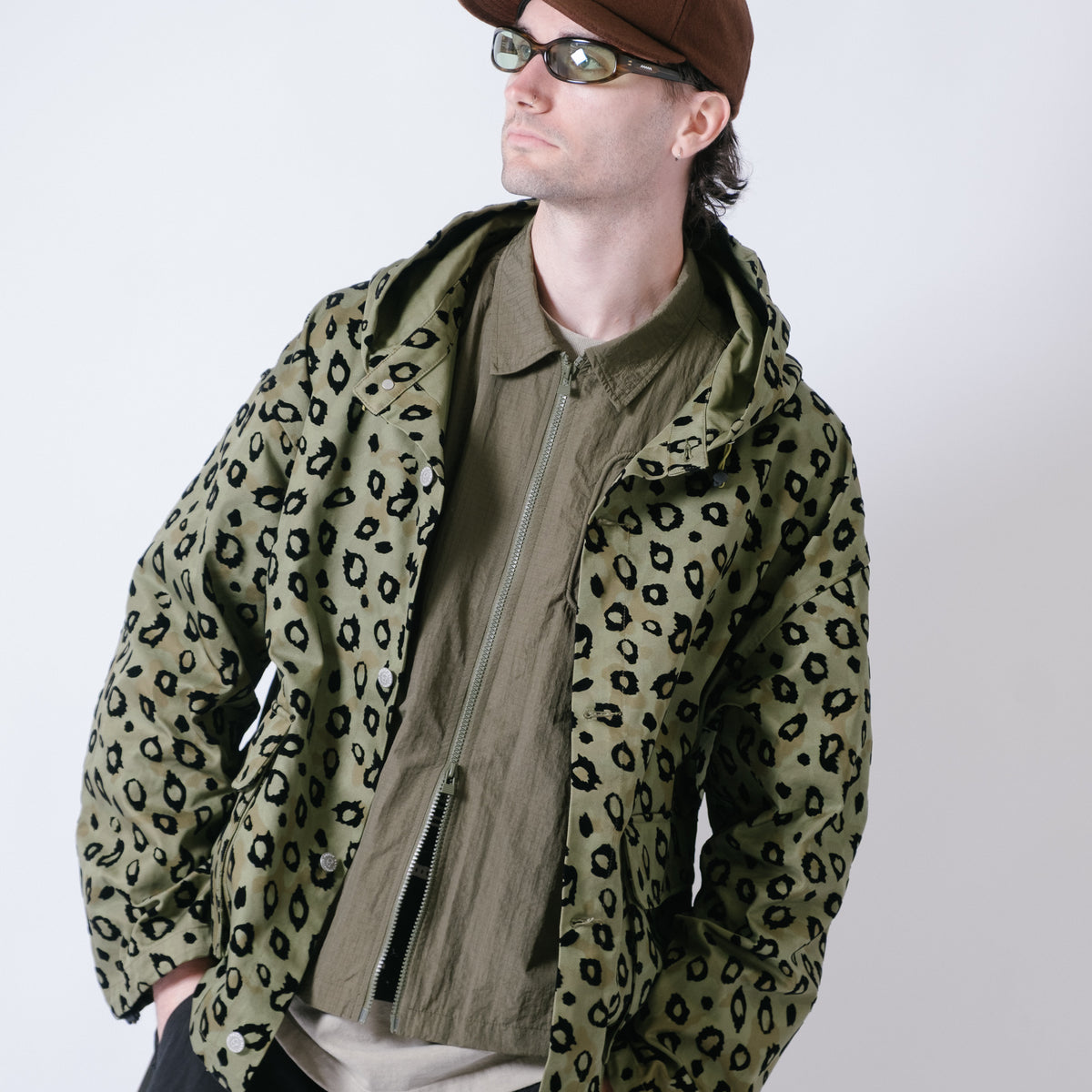 Brain Dead Hooded Chore Coat - Flocked Leopard Camo