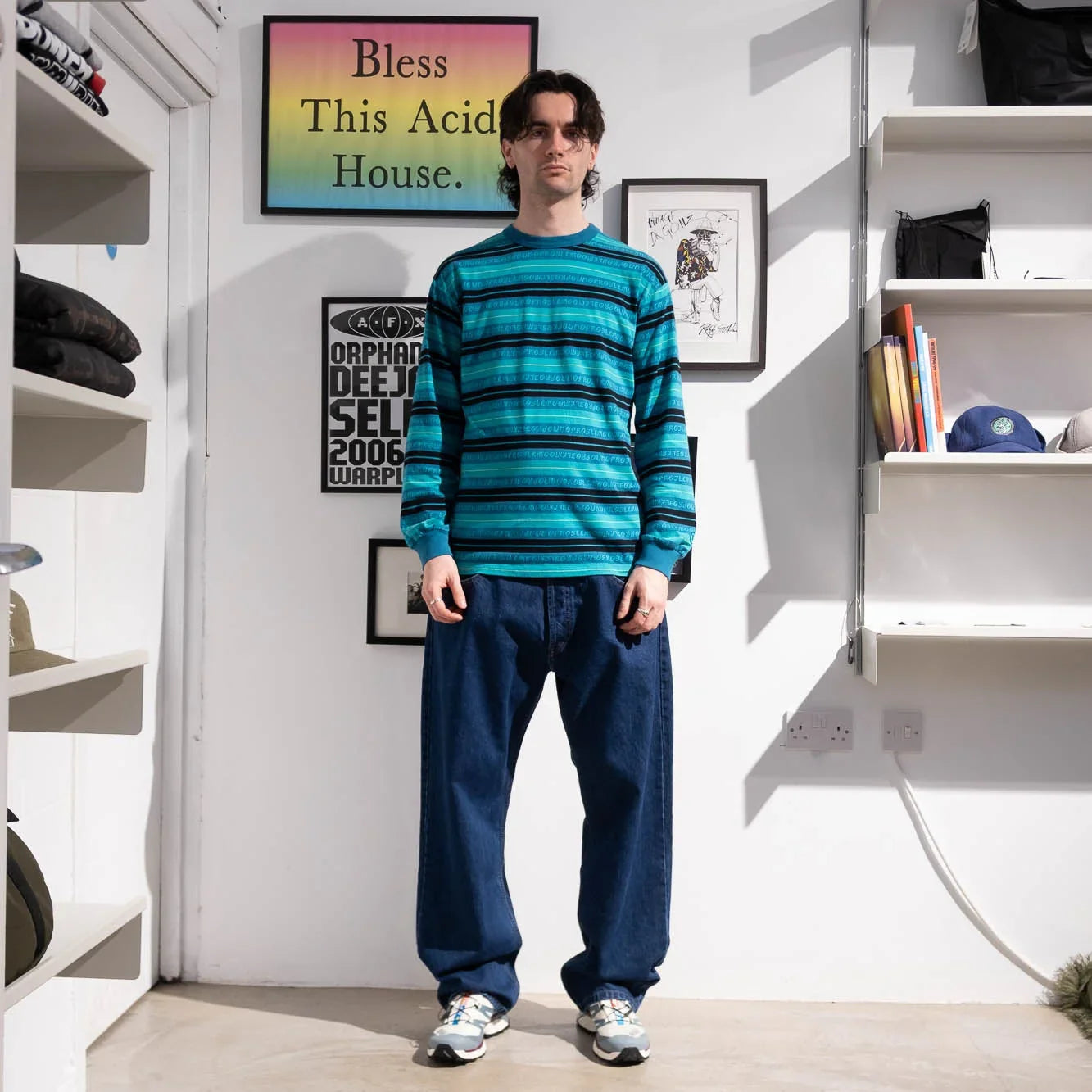 No Problemo Jacquard Stripe LS Tee - Aqua