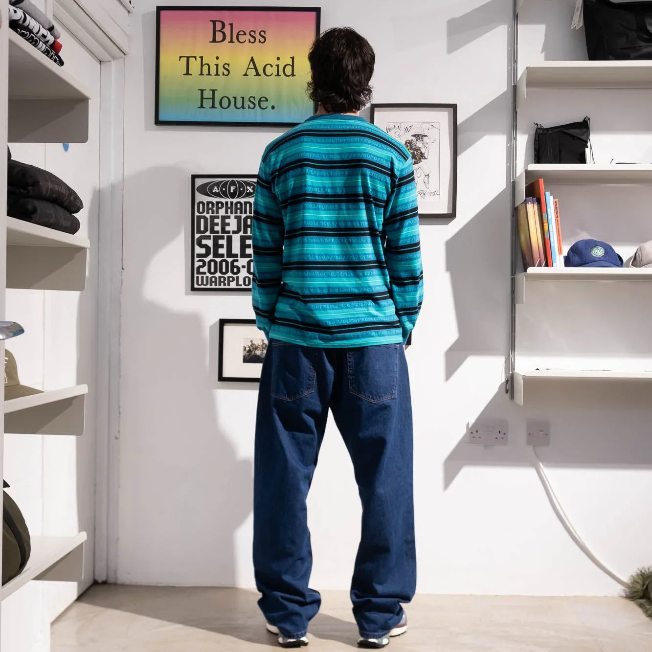 No Problemo Jacquard Stripe LS Tee - Aqua