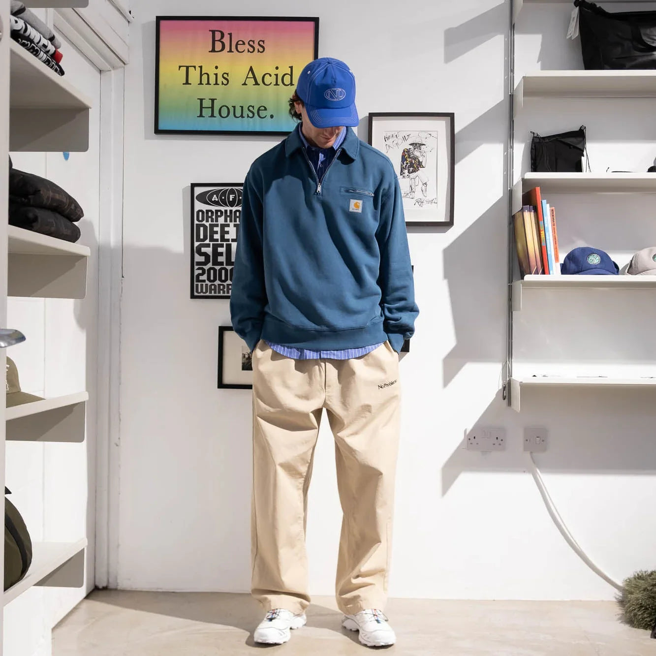 Carhartt WIP Half Zip Detroit Sweatshirt - Blue River Stonewashed - Never Never