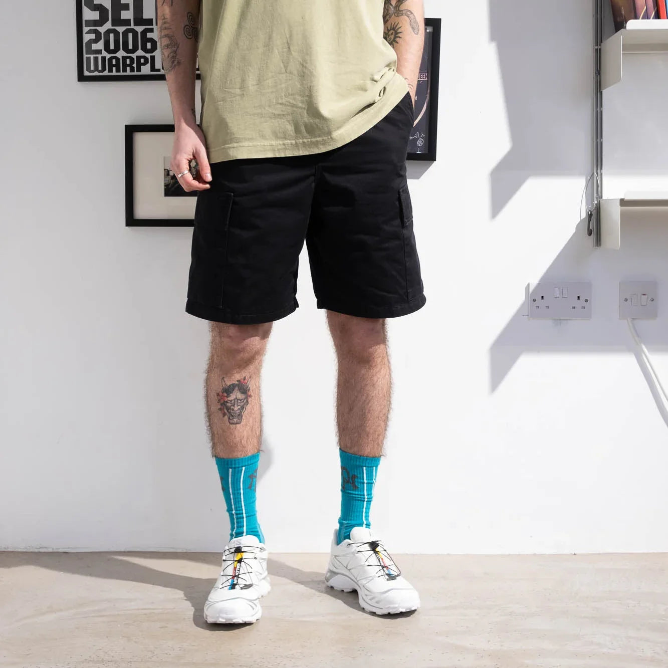 Carhartt WIP Kade Cargo Short - Black Stone Washed - Never Never