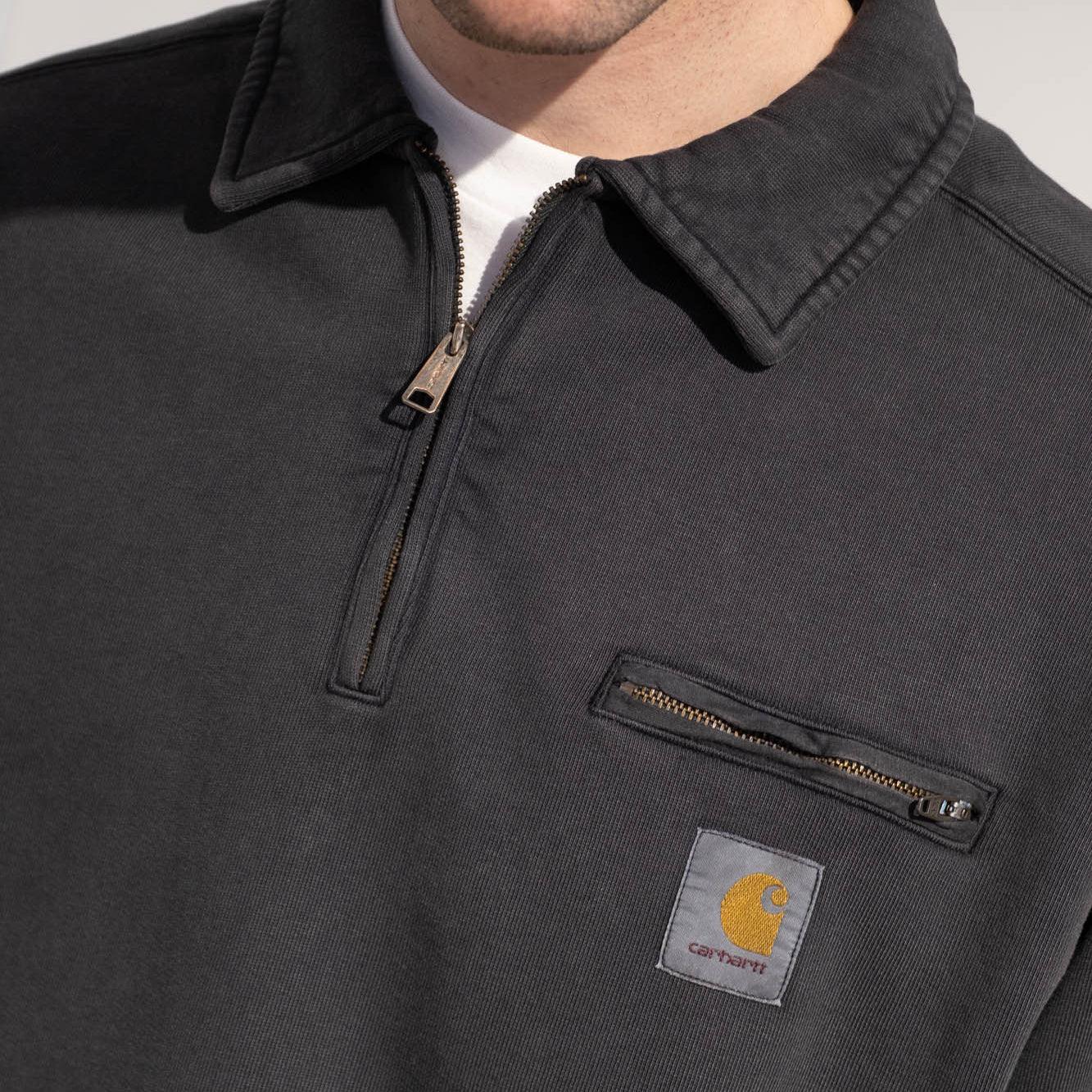 Carhartt WIP Half Zip Detroit Sweatshirt - Black Stonewashed - Never Never