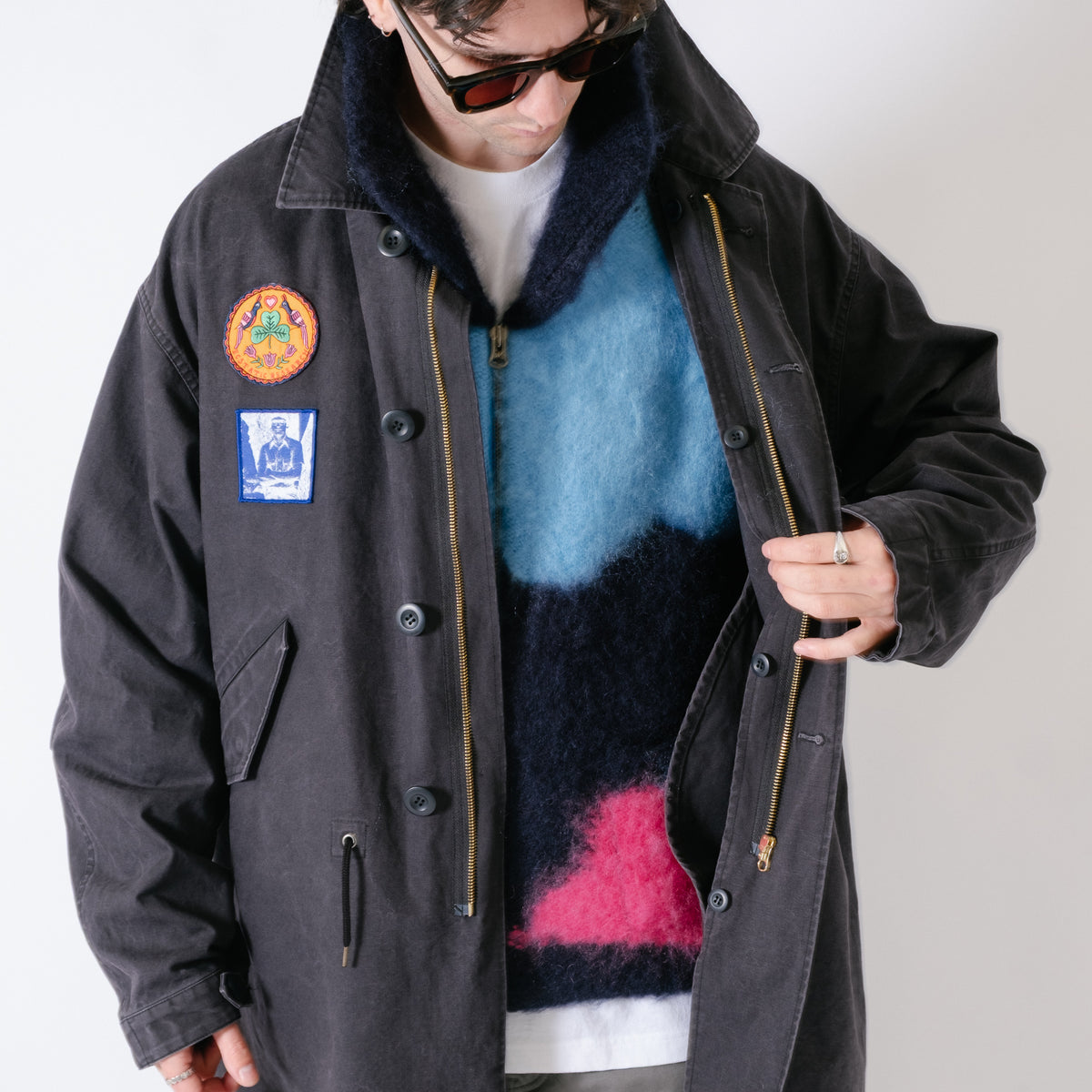 ECSTATIC Research Fishtail Trench Coat - Black