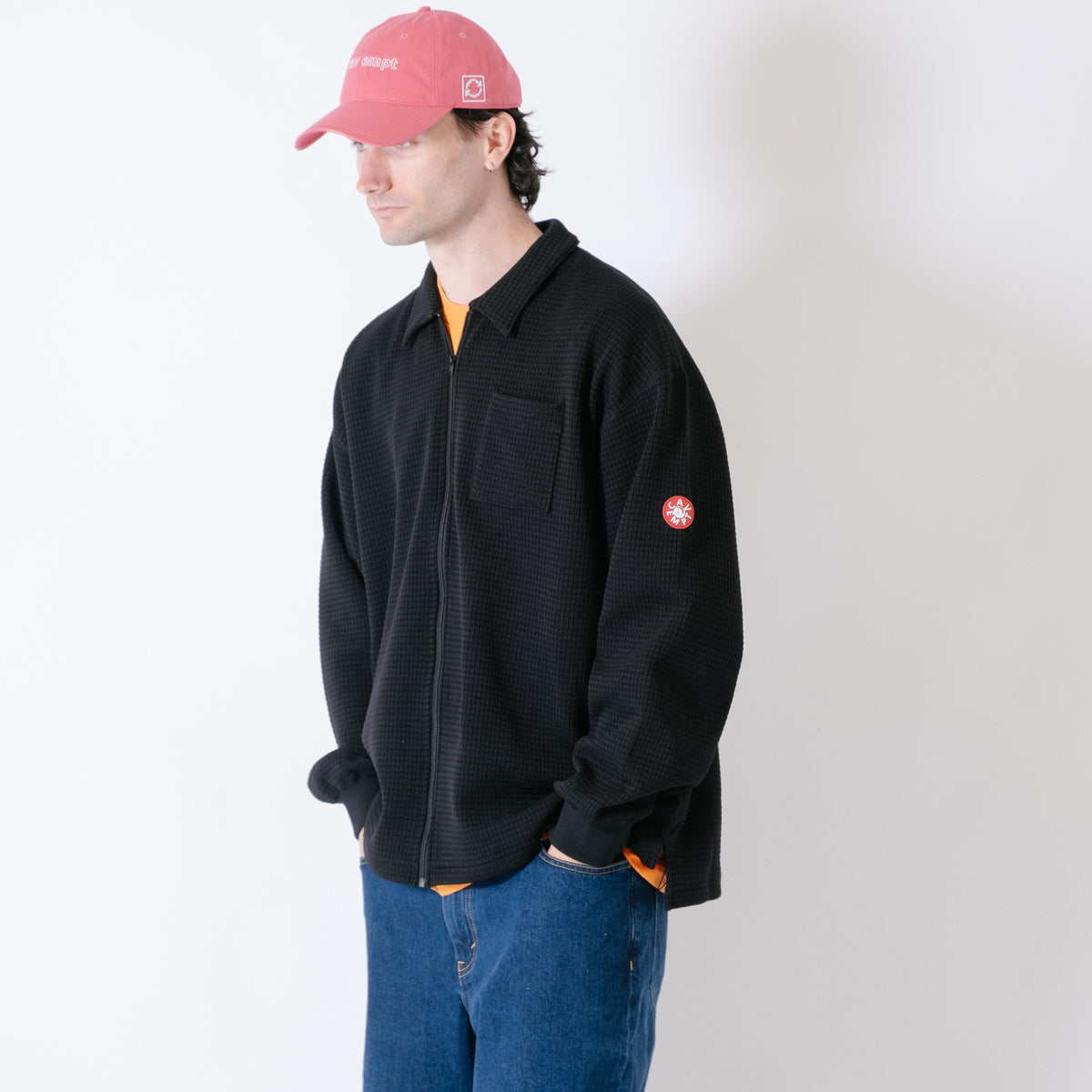 Cav Empt Waffle PE Jersey Zip Shirt - Black