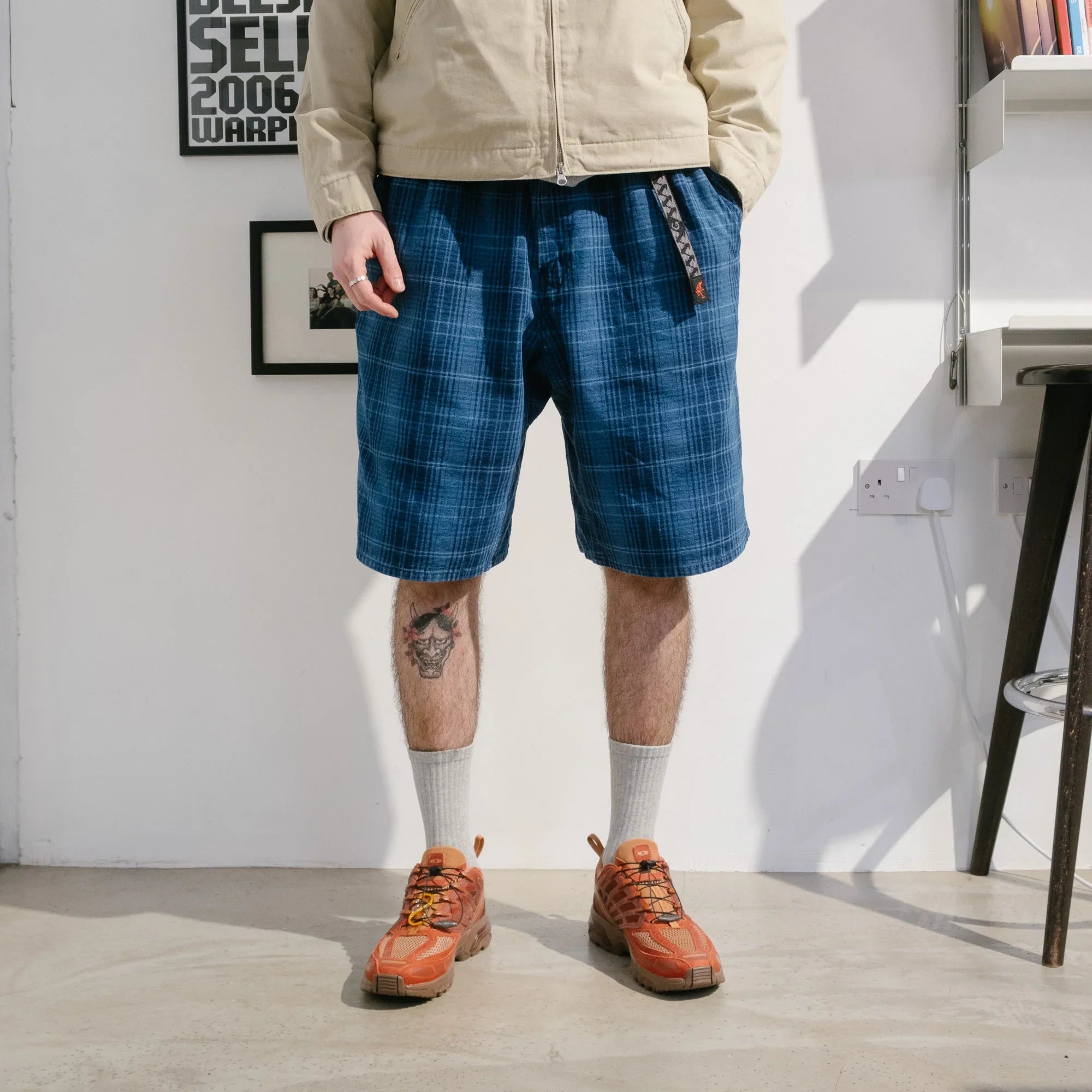 Gramicci OG Denim Lagoon Short - Indigo Checkered Plaid - Never Never