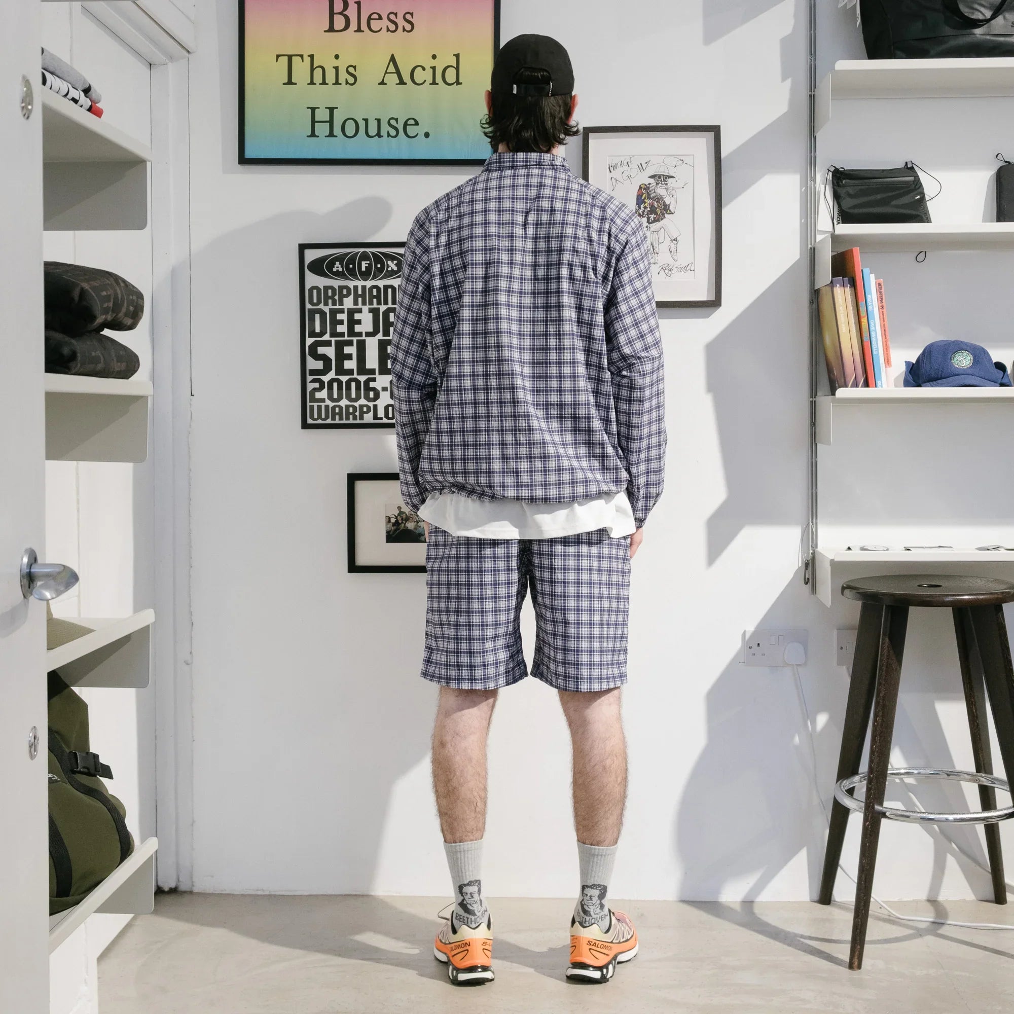 Gramicci Checkered Shell Short - Navy Check - Never Never