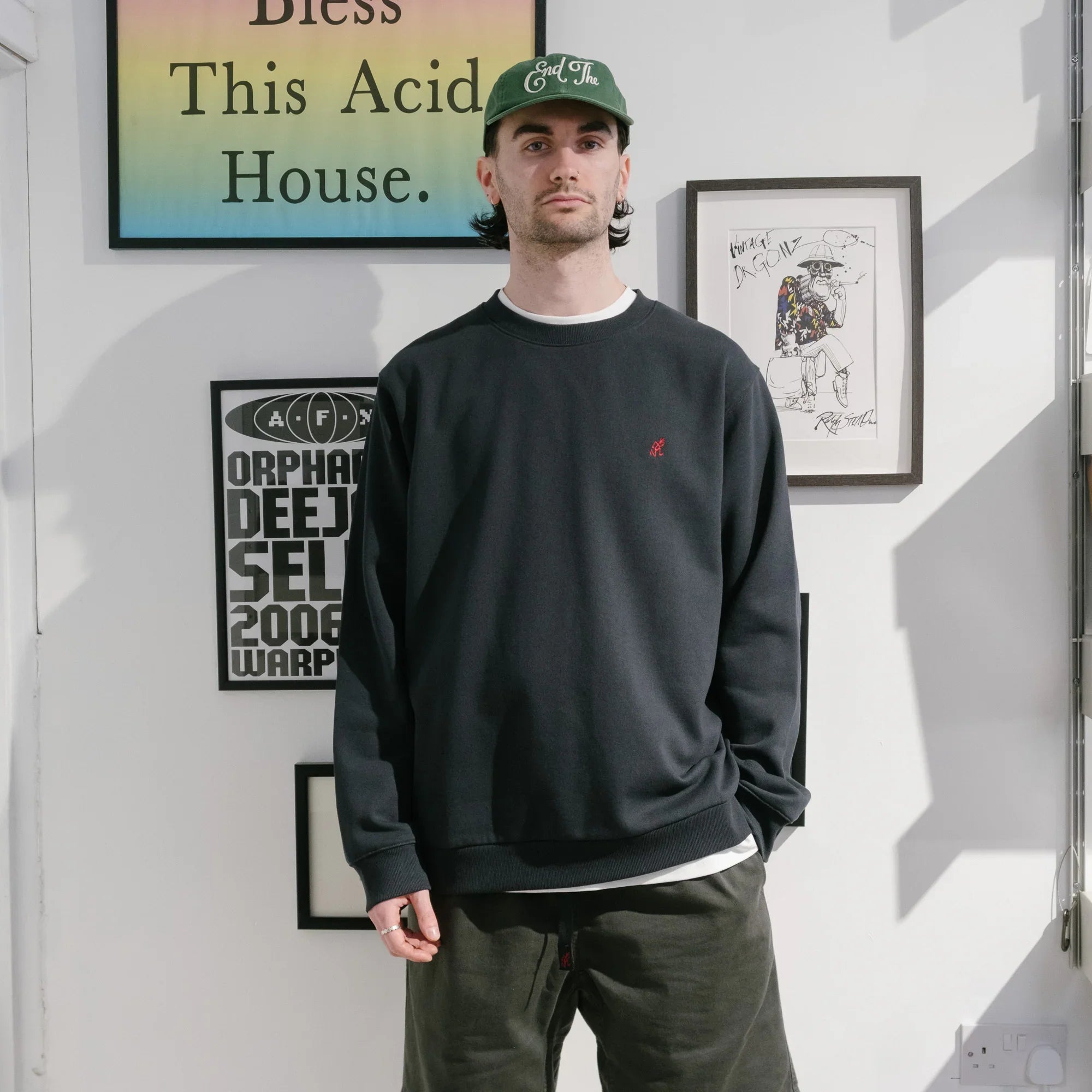 Gramicci One Point Crew Sweatshirt - Vintage Black - Never Never