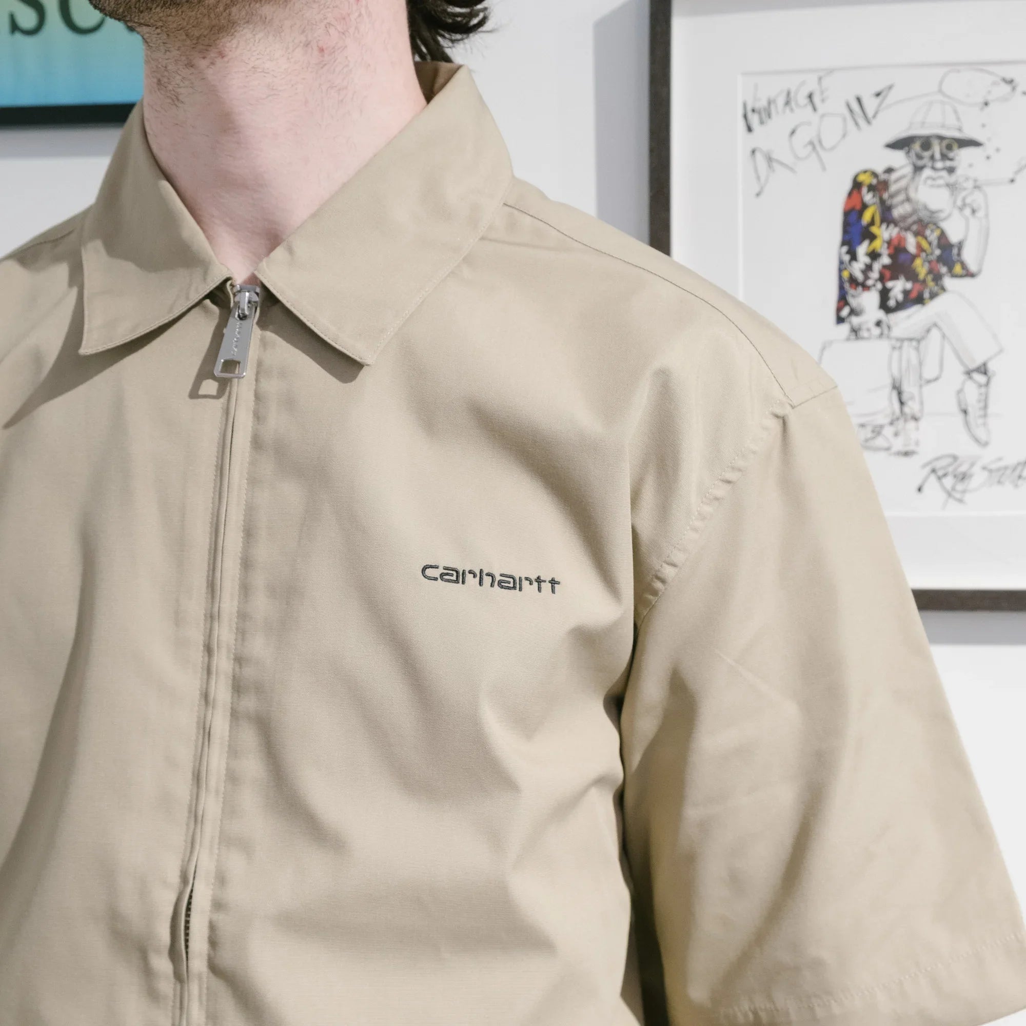 Carhartt WIP S/S Postal Zip Shirt - Iroko/Black - Never Never
