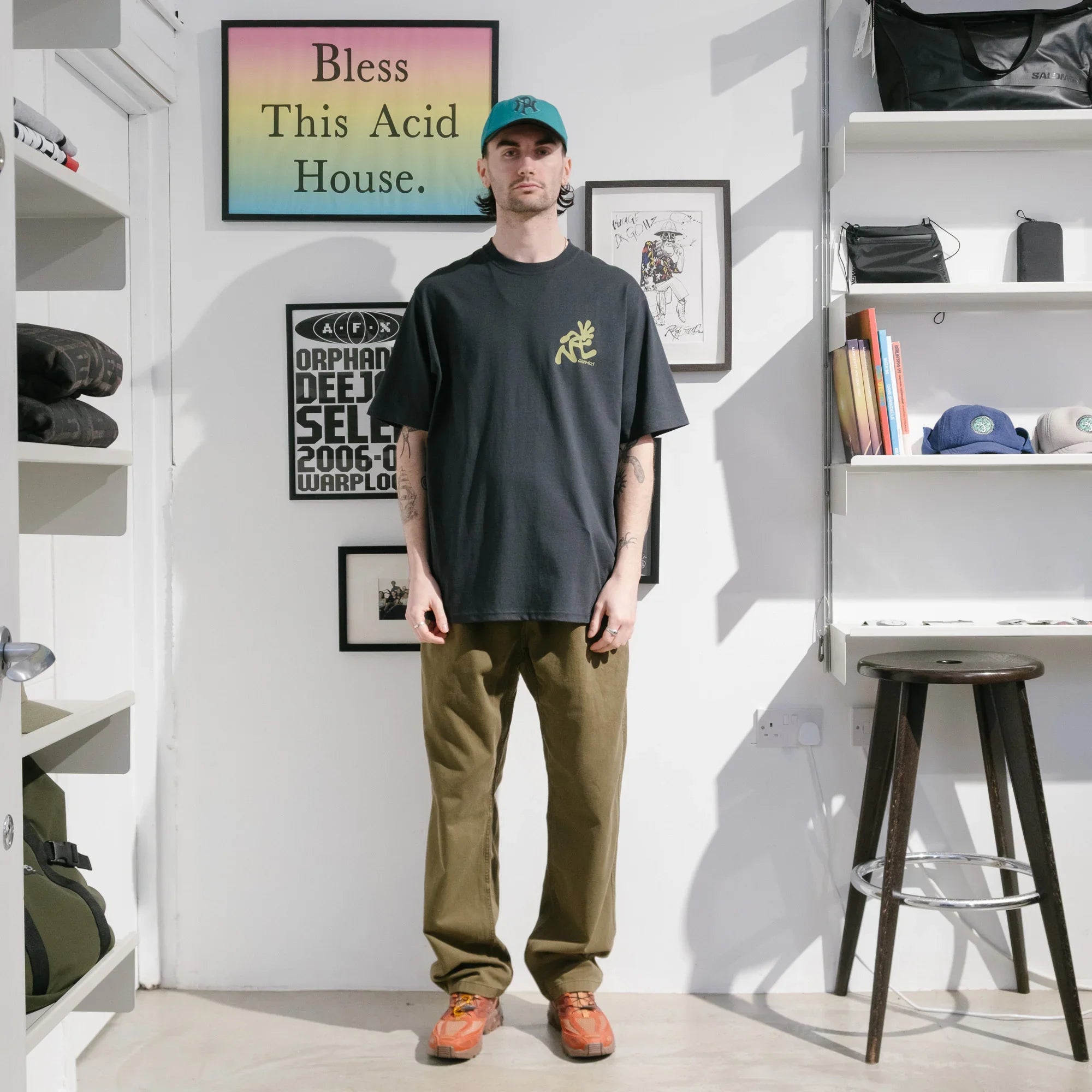 Gramicci Running Man Tee - Vintage Black - Never Never