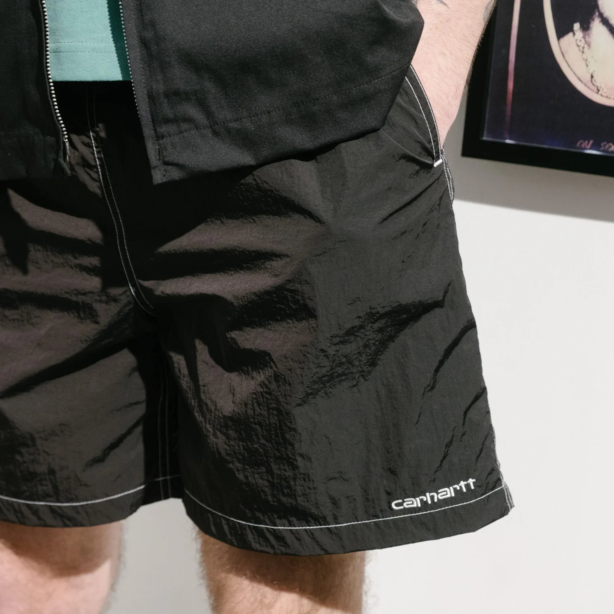 Carhartt WIP Canby Swim Trunks - Black/White - Never Never