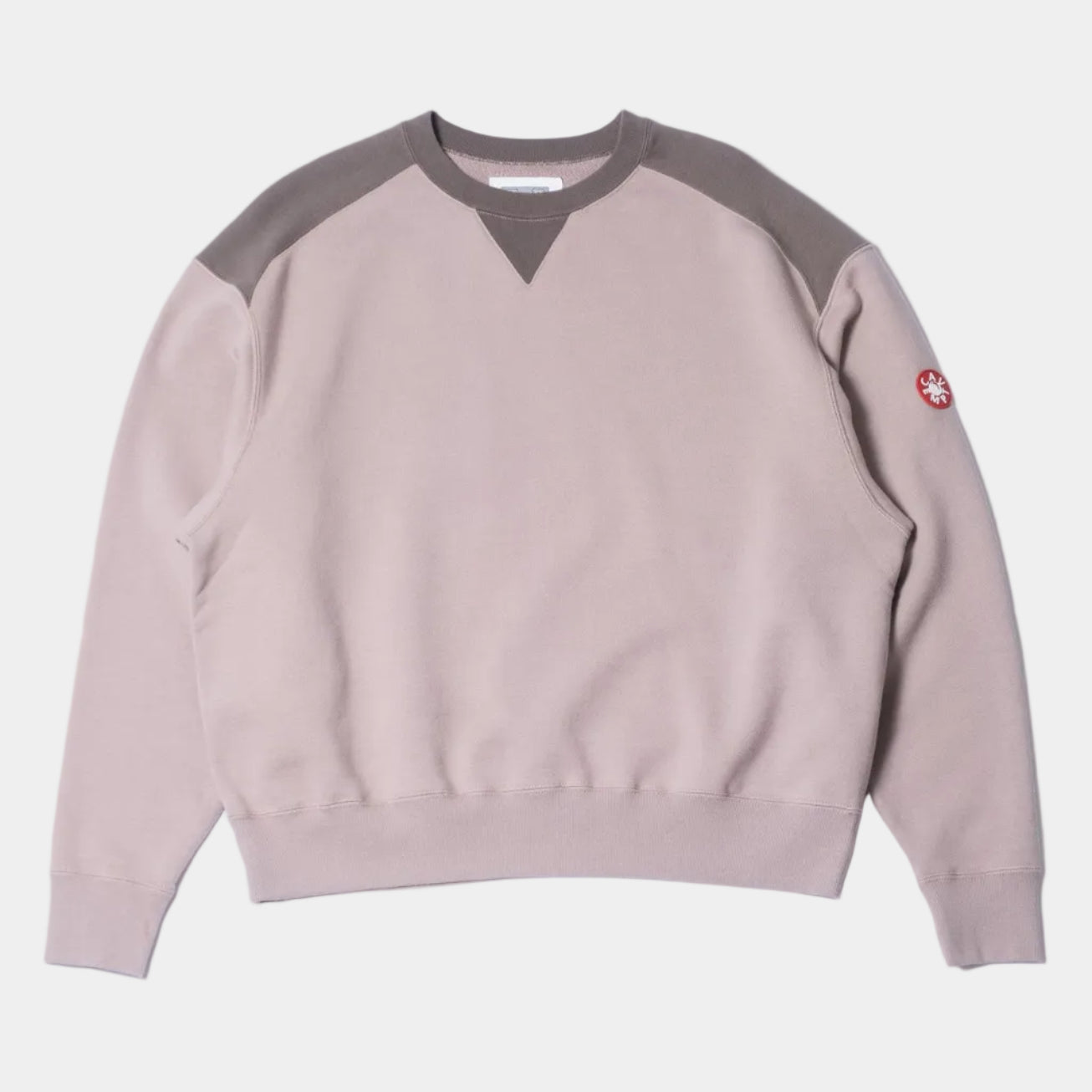 Cav Empt Half Panel Shoulder Crew Neck  - Beige