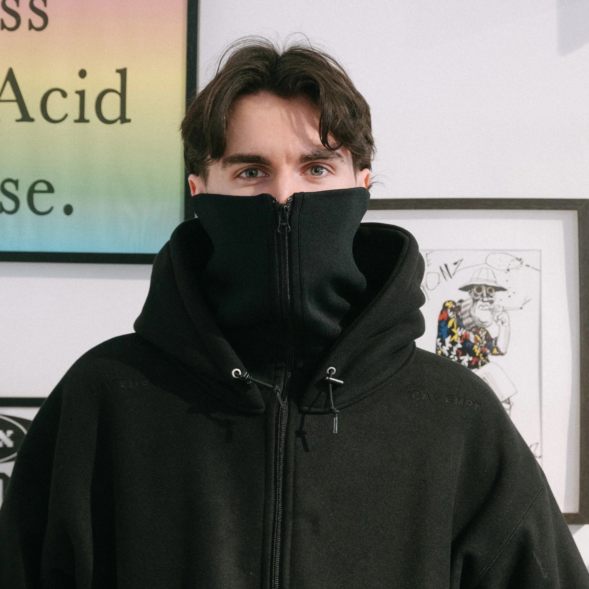 Cav Empt Attached Hood Fleece Zip Up - Black - Never Never