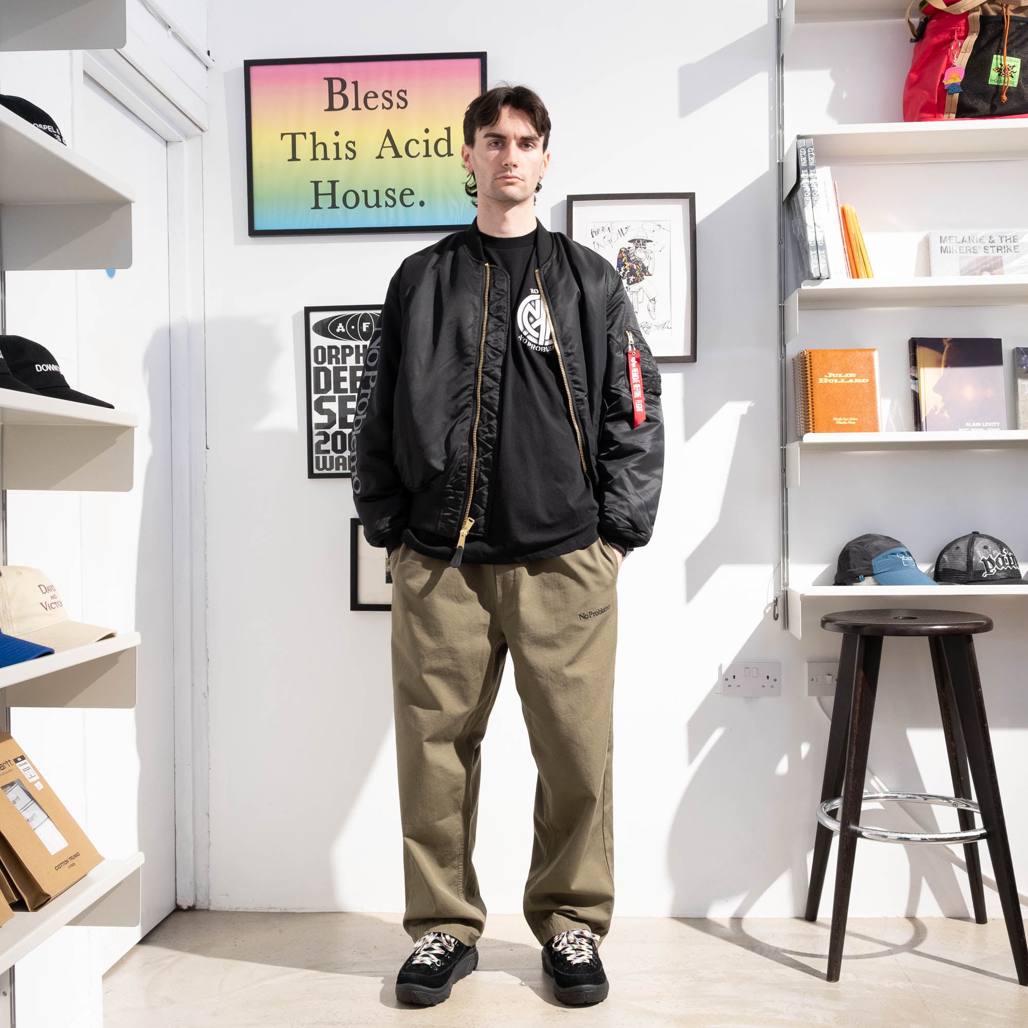 No Problemo x Alpha Industries No War MA-1 Jacket - Black