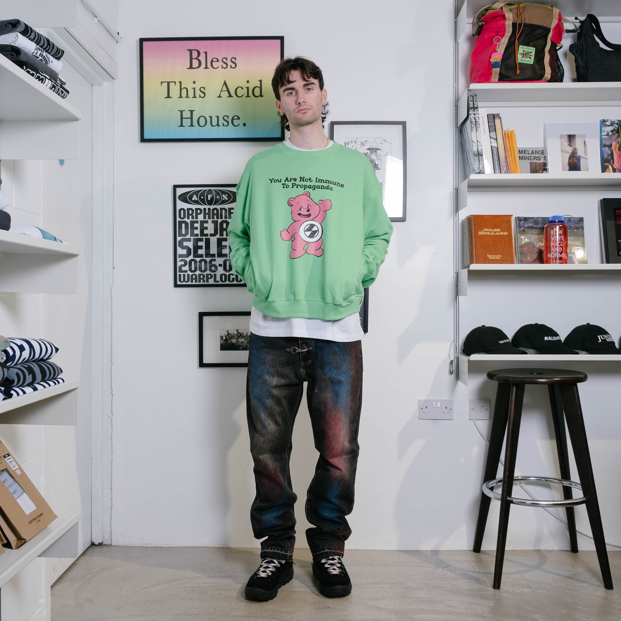 The Salvages Propaganda Bear Sweater - Island Green