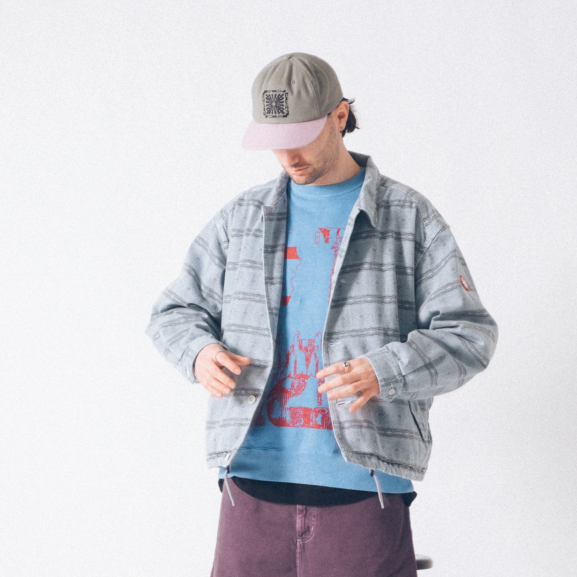 Cav Empt Overdye FK Pattern Button Jacket - Blue