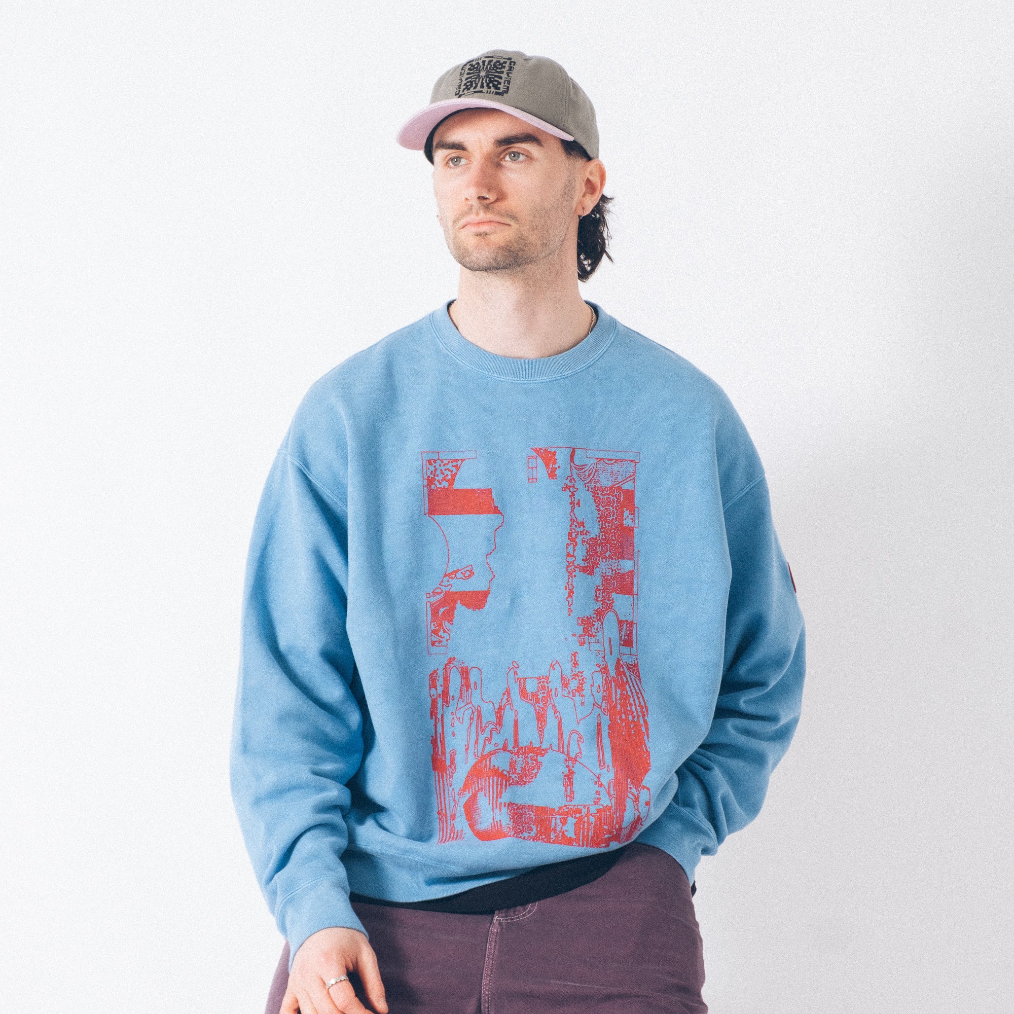 Cav Empt Overdye MD PLain Speech Crew Neck Sweater - Blue