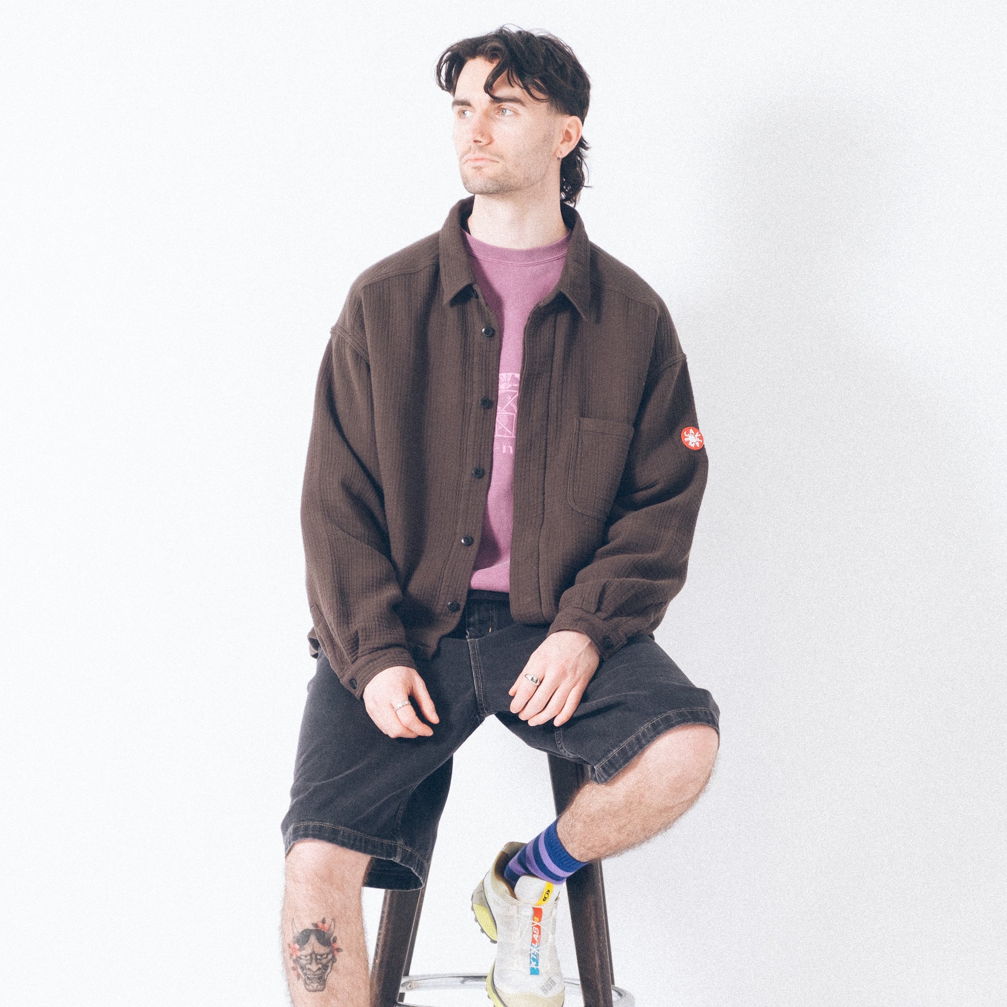 Cav Empt Cotton Gauze Short Shirt Jacket - Charcoal