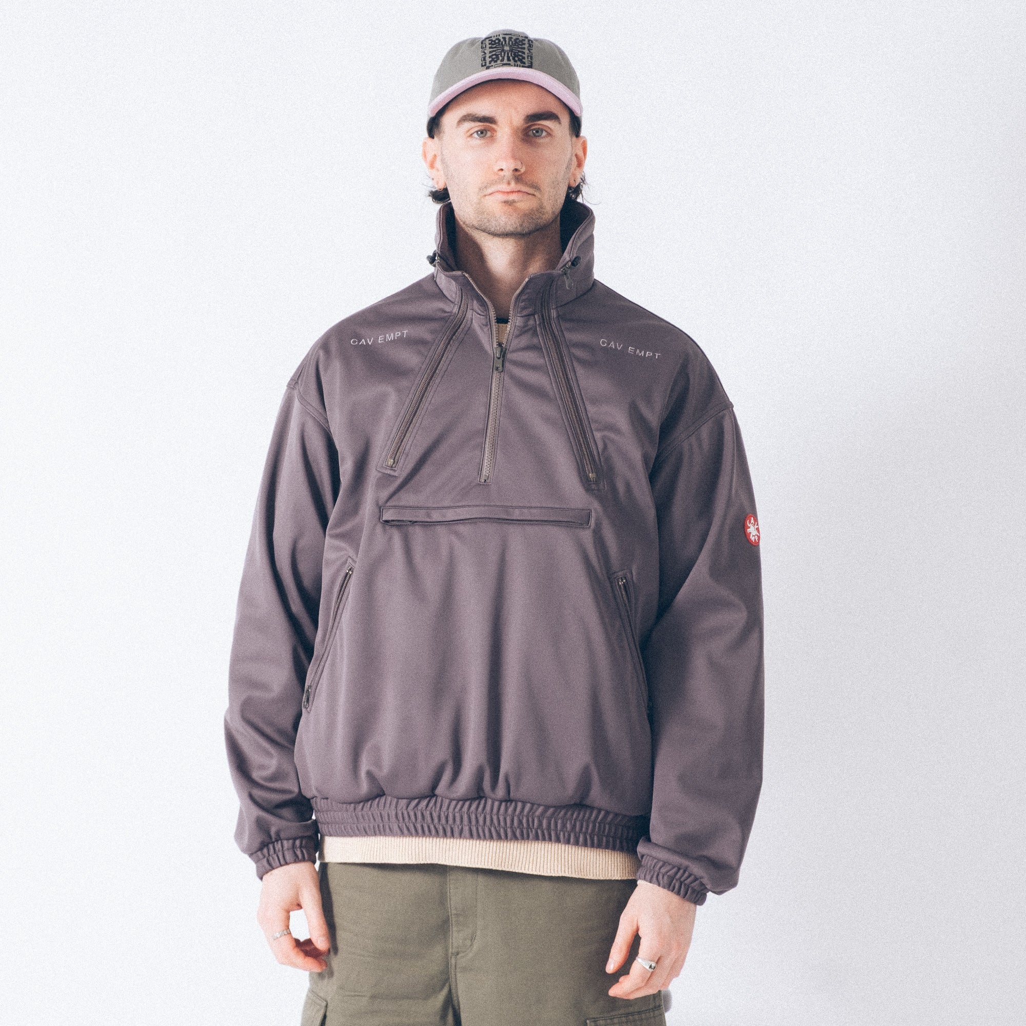 Cav Empt Fleece Back Half Zip - Grey