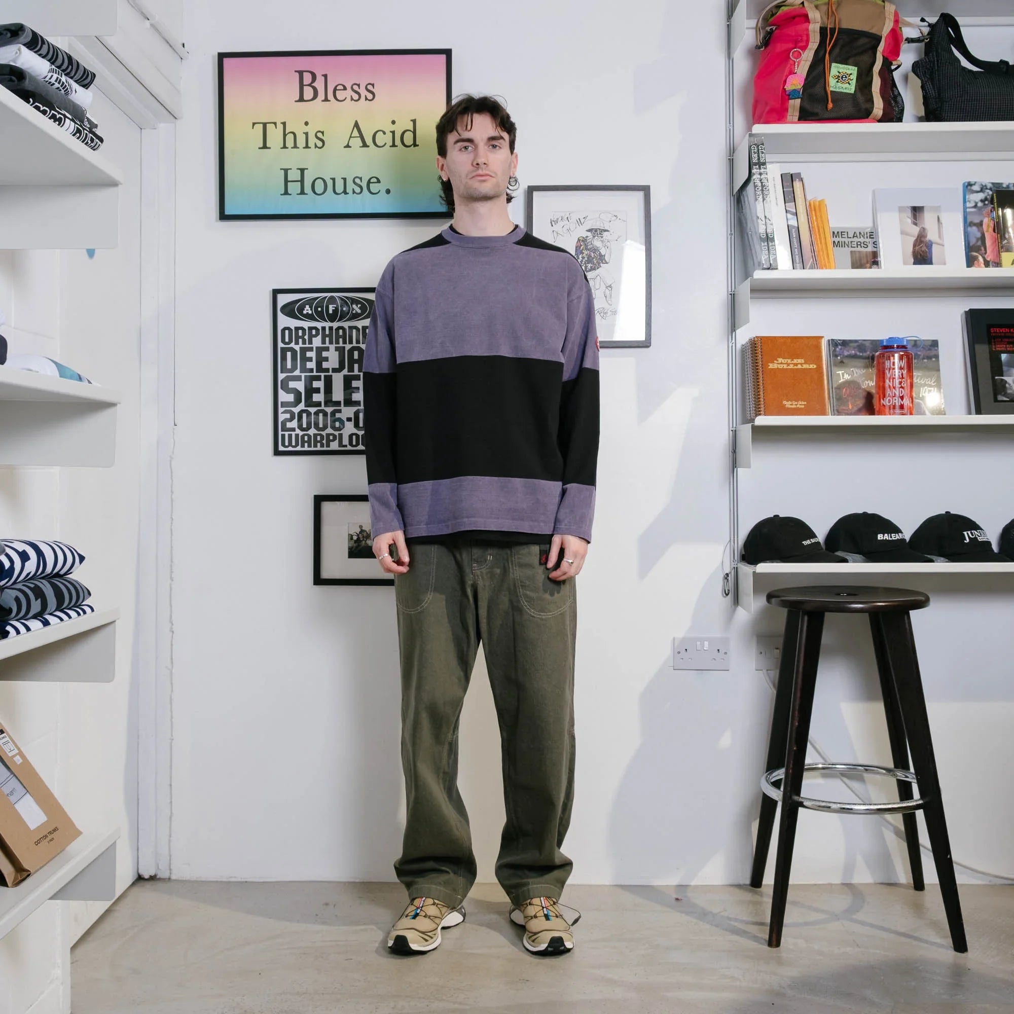 Cav Empt Overdye Stripe Long Sleeve Crew Neck - Purple