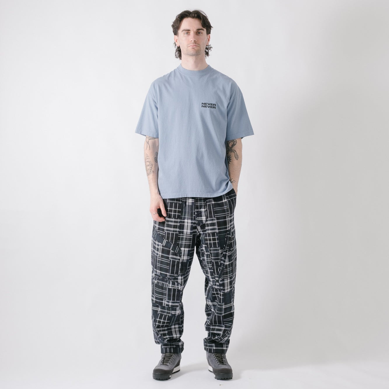 Never Never Stack Tee - Washed Blue