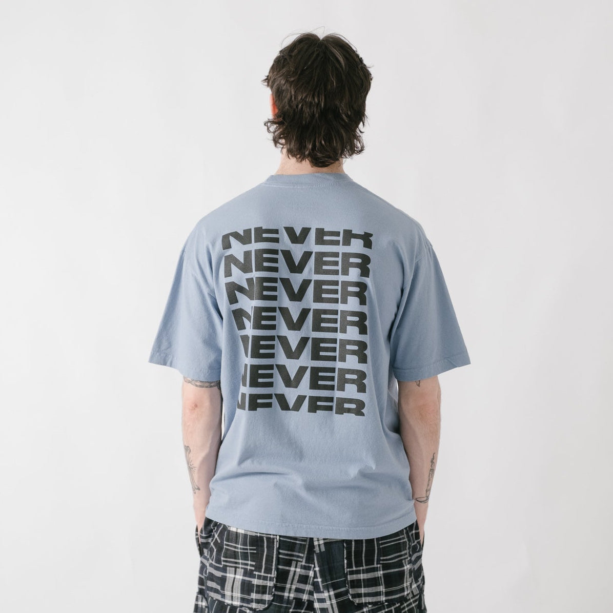 Never Never Stack Tee - Washed Blue
