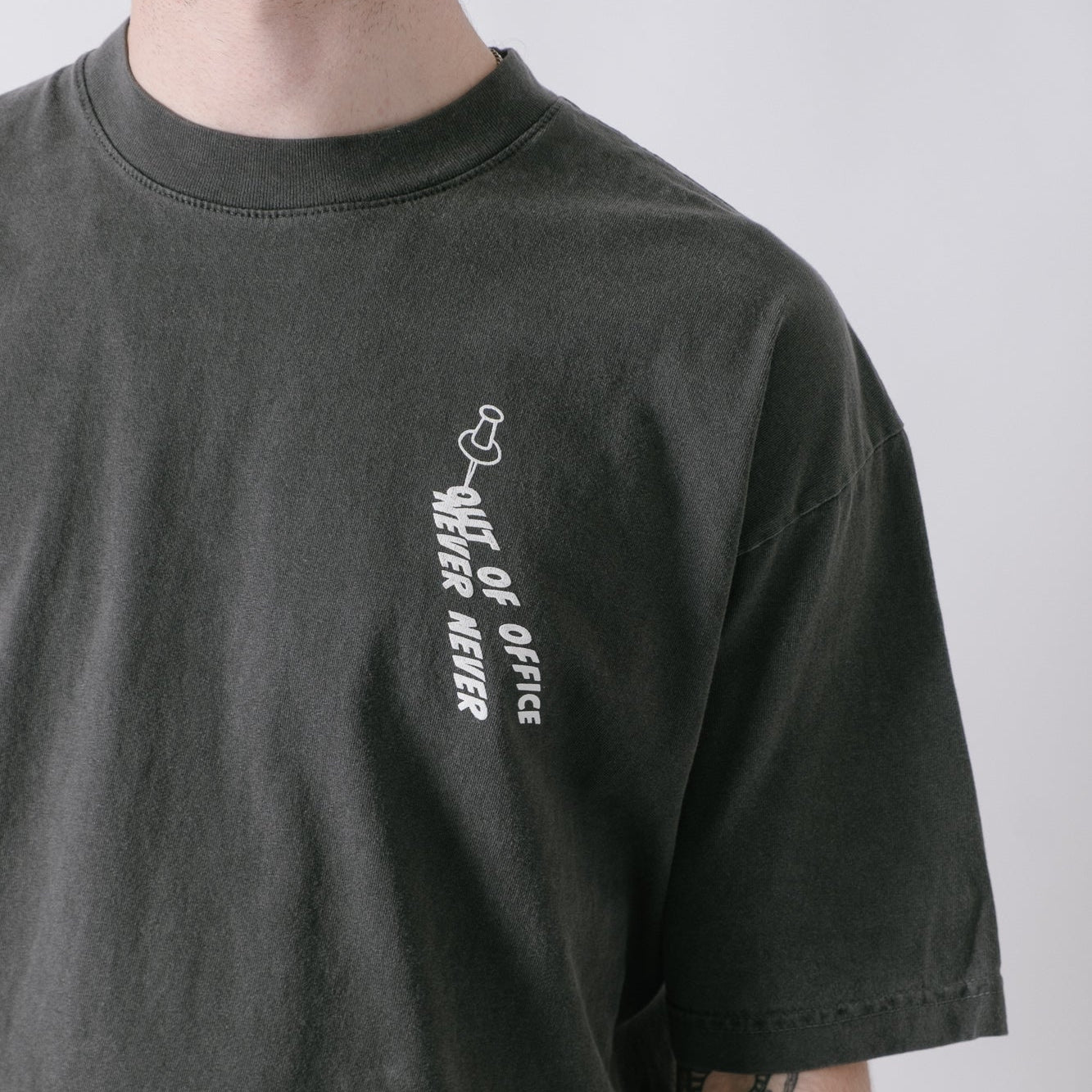 Never Never X Out Of Office Pin Tee - Washed Black