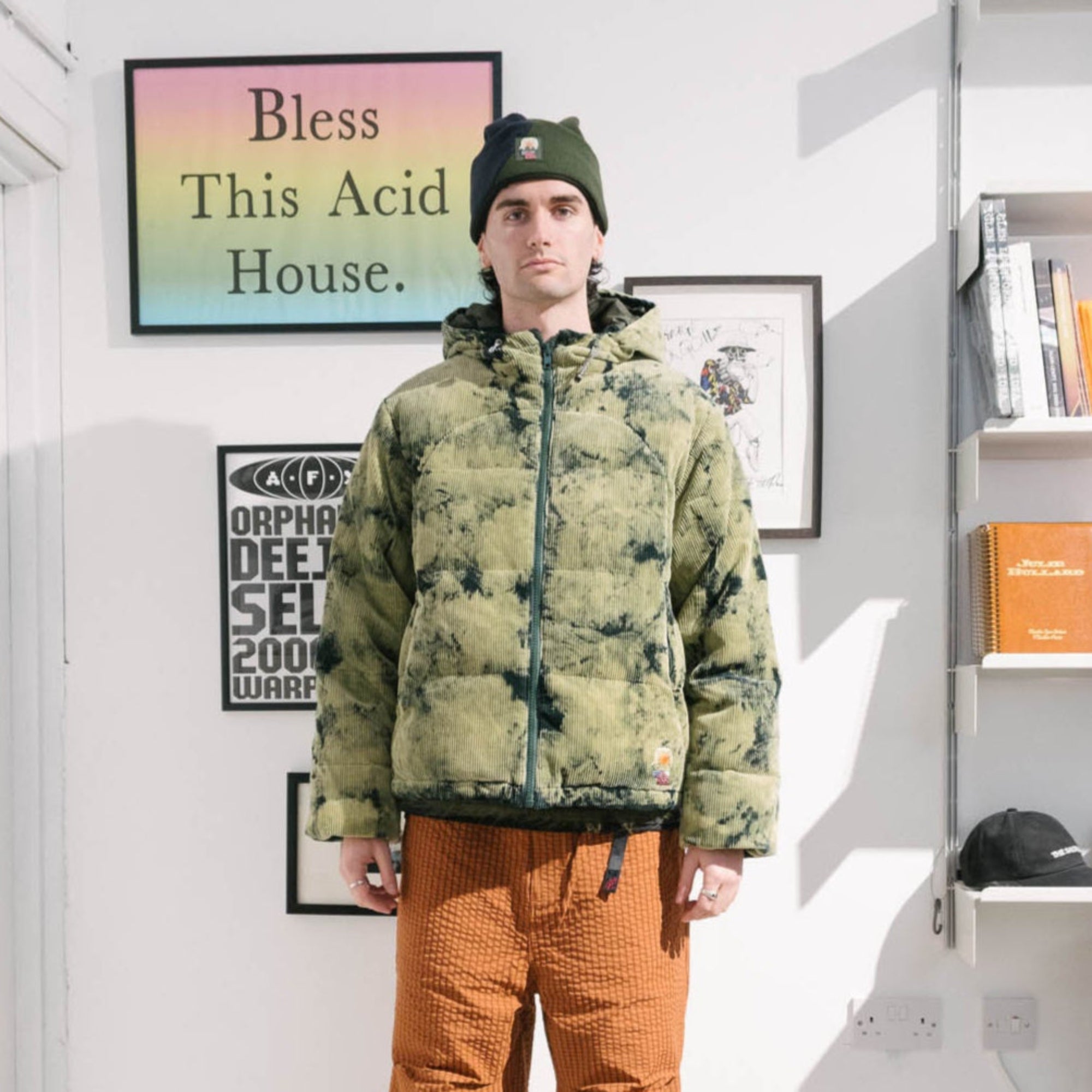 Brain Dead Bleach Dyed Dimension Puffer Jacket - Olive