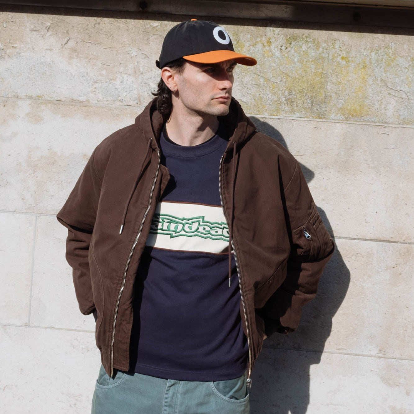 Brain Dead Heavyweight Panelled Long Sleeve Shirt - Navy