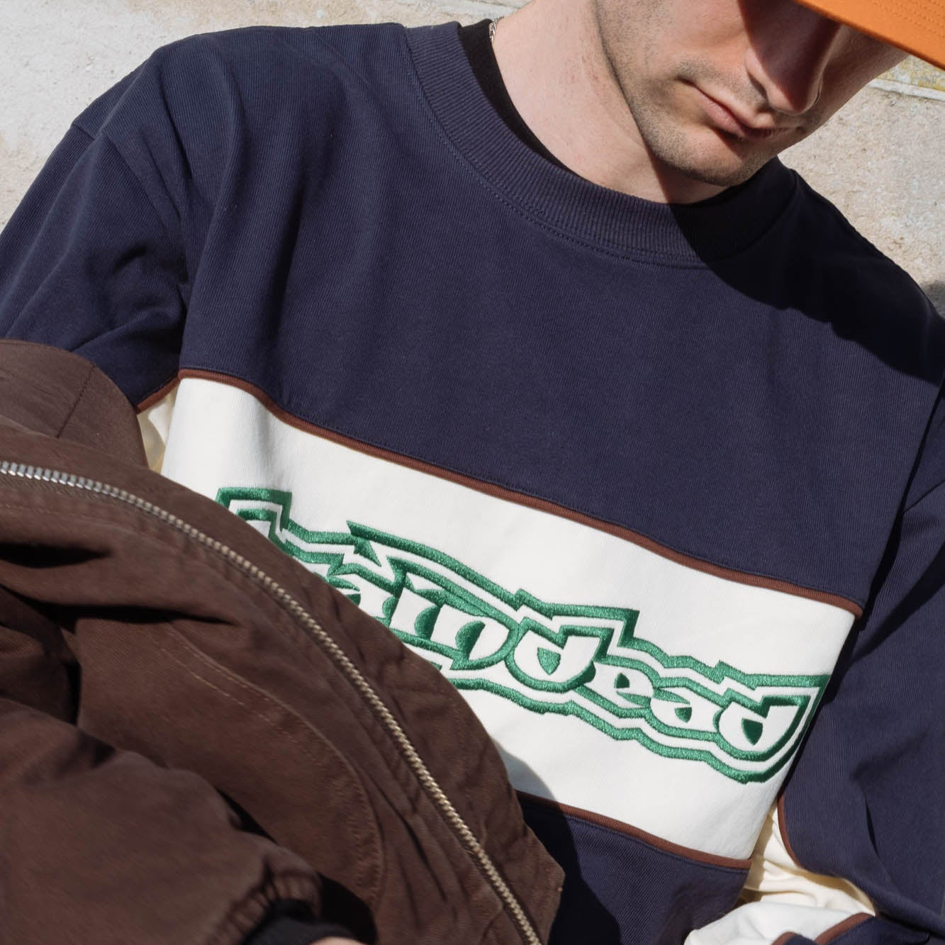 Brain Dead Heavyweight Panelled Long Sleeve Shirt - Navy