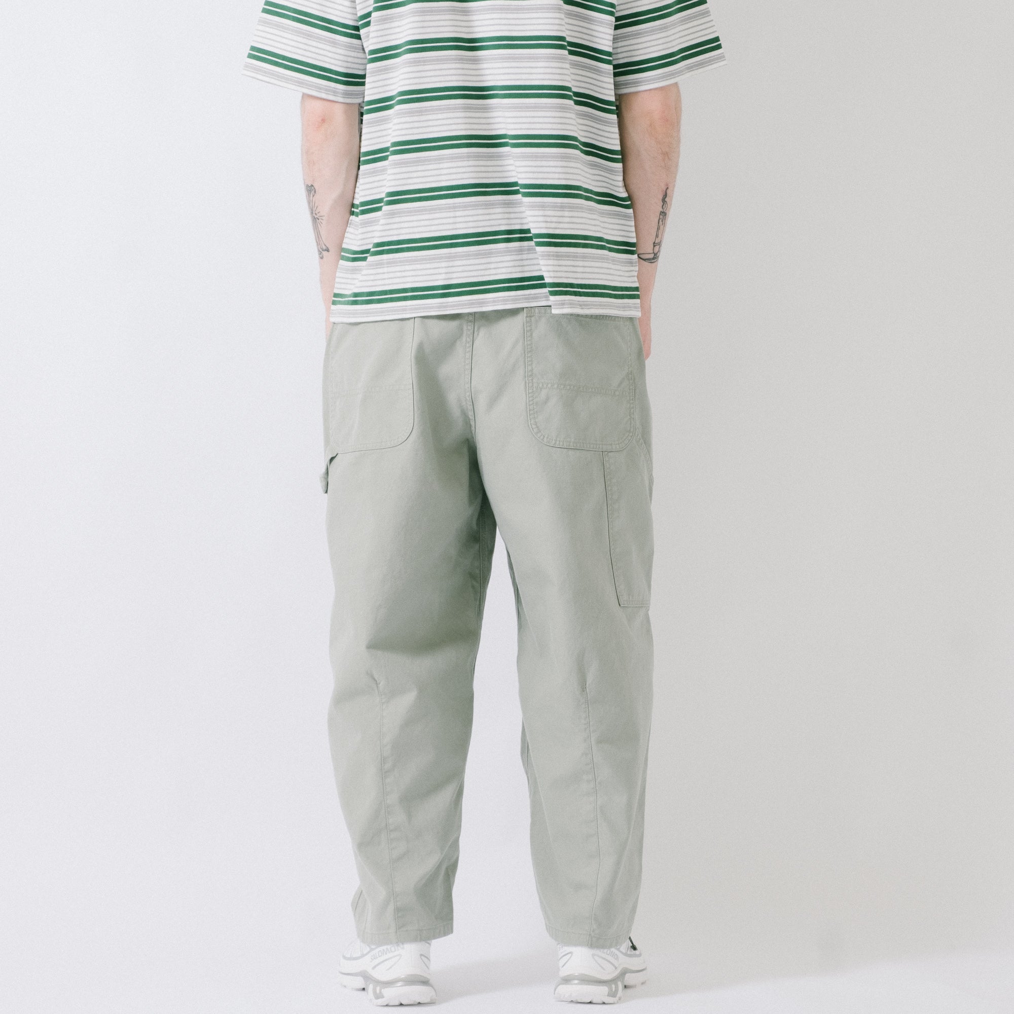 is-ness Herringbone Double-Knee Balloon Painter Pants - Mint